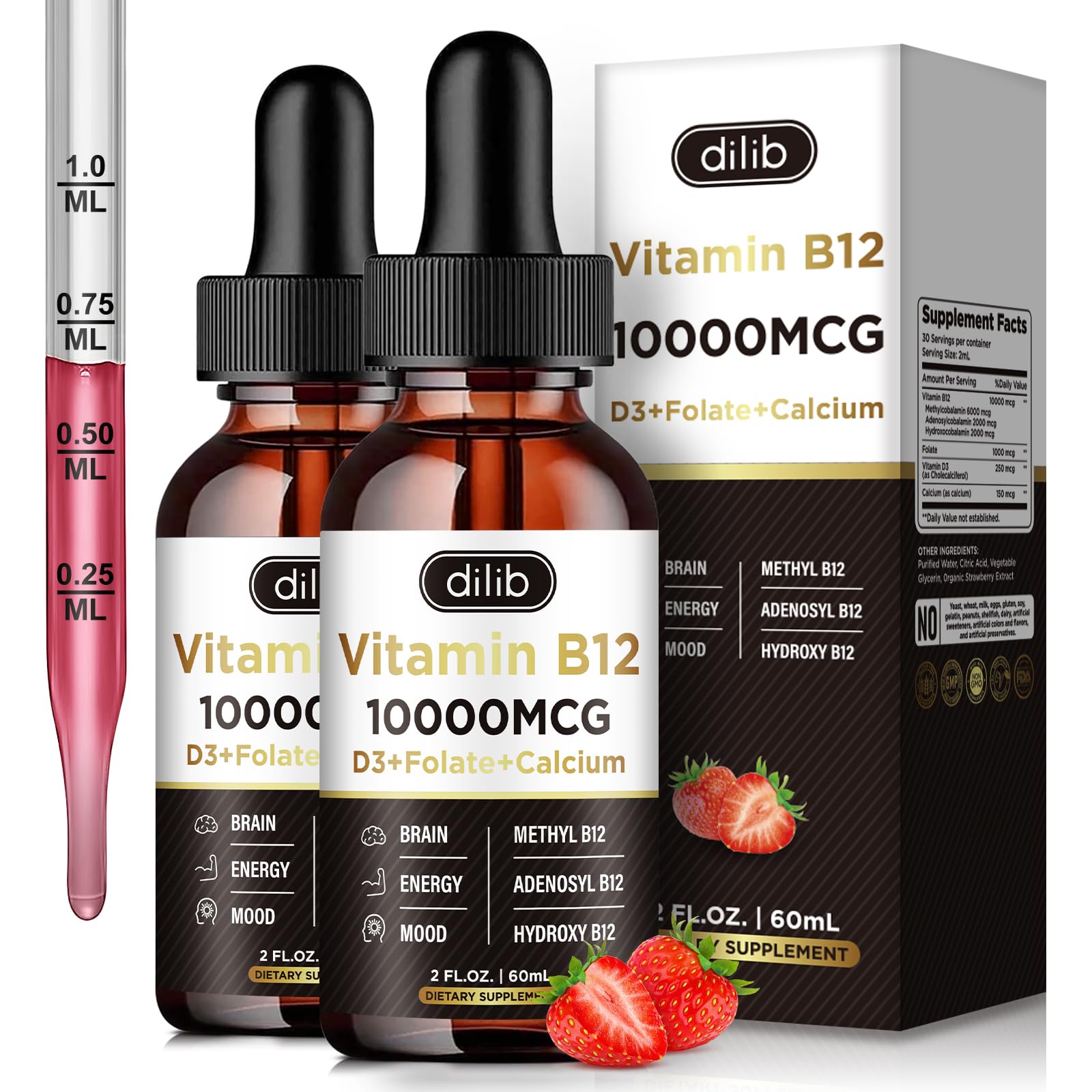 Buy dilib B12 Complex 10000 mcg | Vegan Triple Liquid B-12 Drops ...
