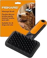 Fiskars Pet Brush for Cats & Dogs: Flexible Silicone Bristles, SoftGrip Handle for Gentle Deshedding & Grooming