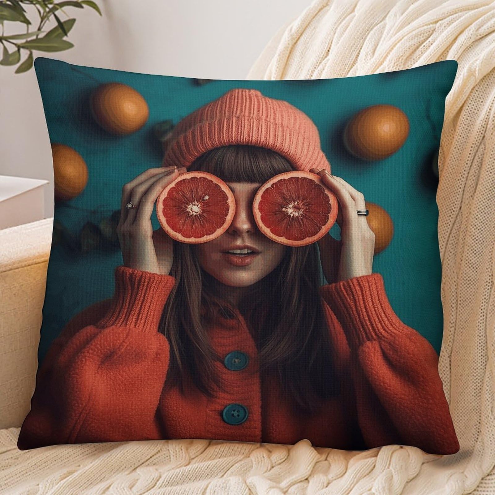 Fekiloot Style Grapefruit Covering Eyes Pillowcase Pillow Sham Pillow Case