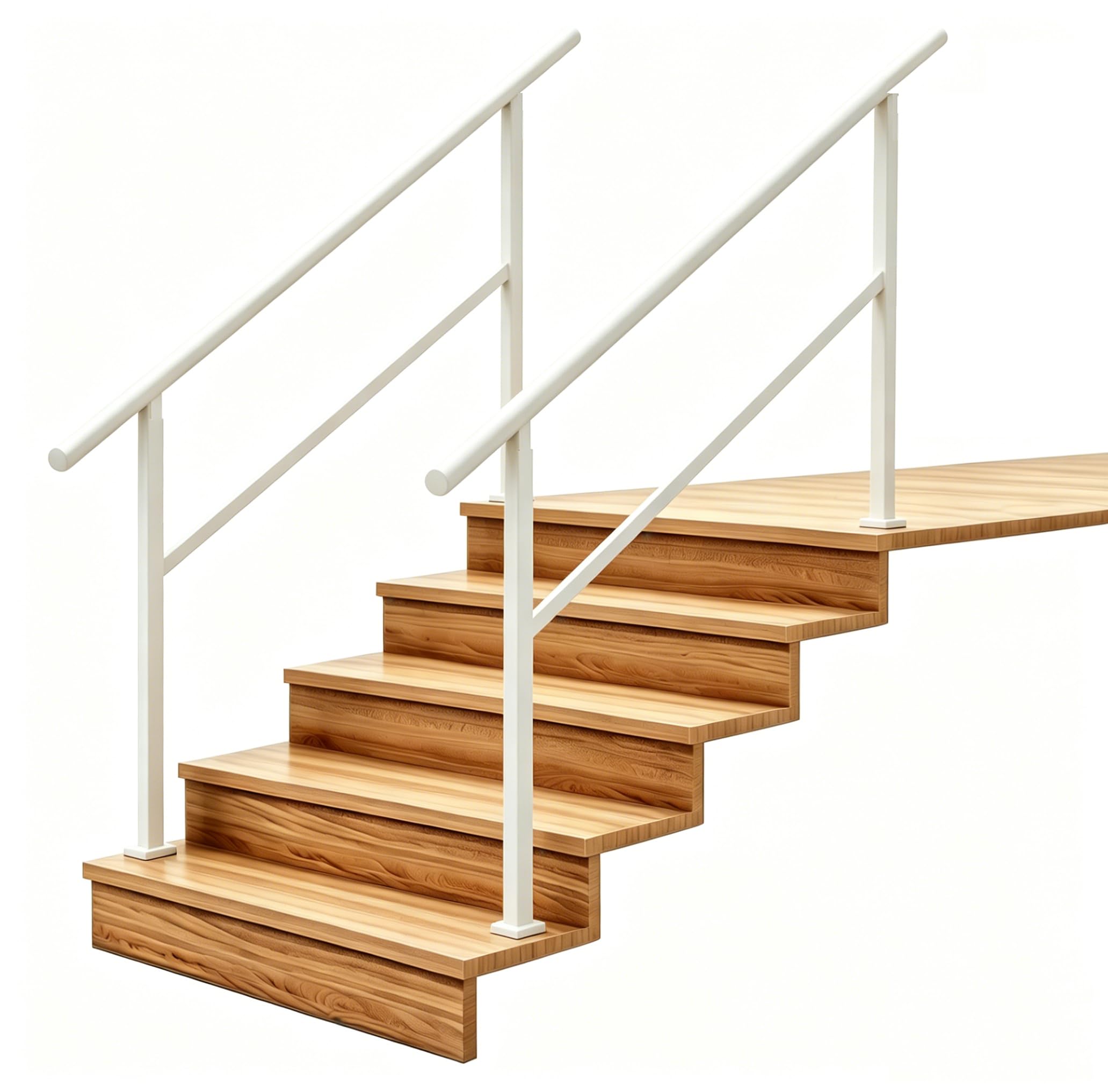 Photo 1 of Hand Rails for Outdoor Steps?Stair Handrail & Indoor Stair Railing Kit?Railings for Outdoor Steps for Fence & Outdoor Steps (2, White-Straight, 5 Step)