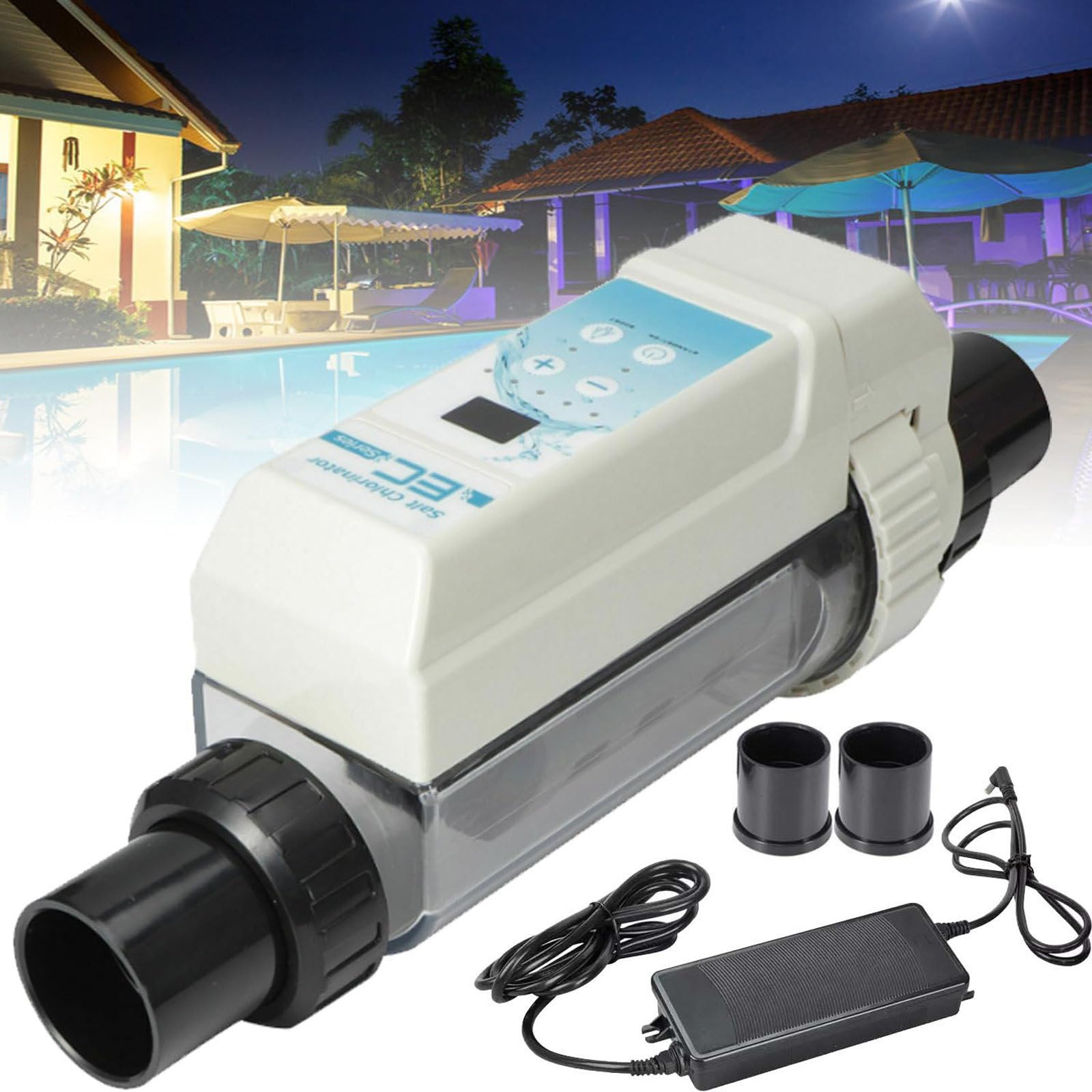 Système générateur de chlore salé, chlorinateur électrolytique 20 g/h pour piscines creusées et spas, compatible avec les piscines jusqu'à 85 m³