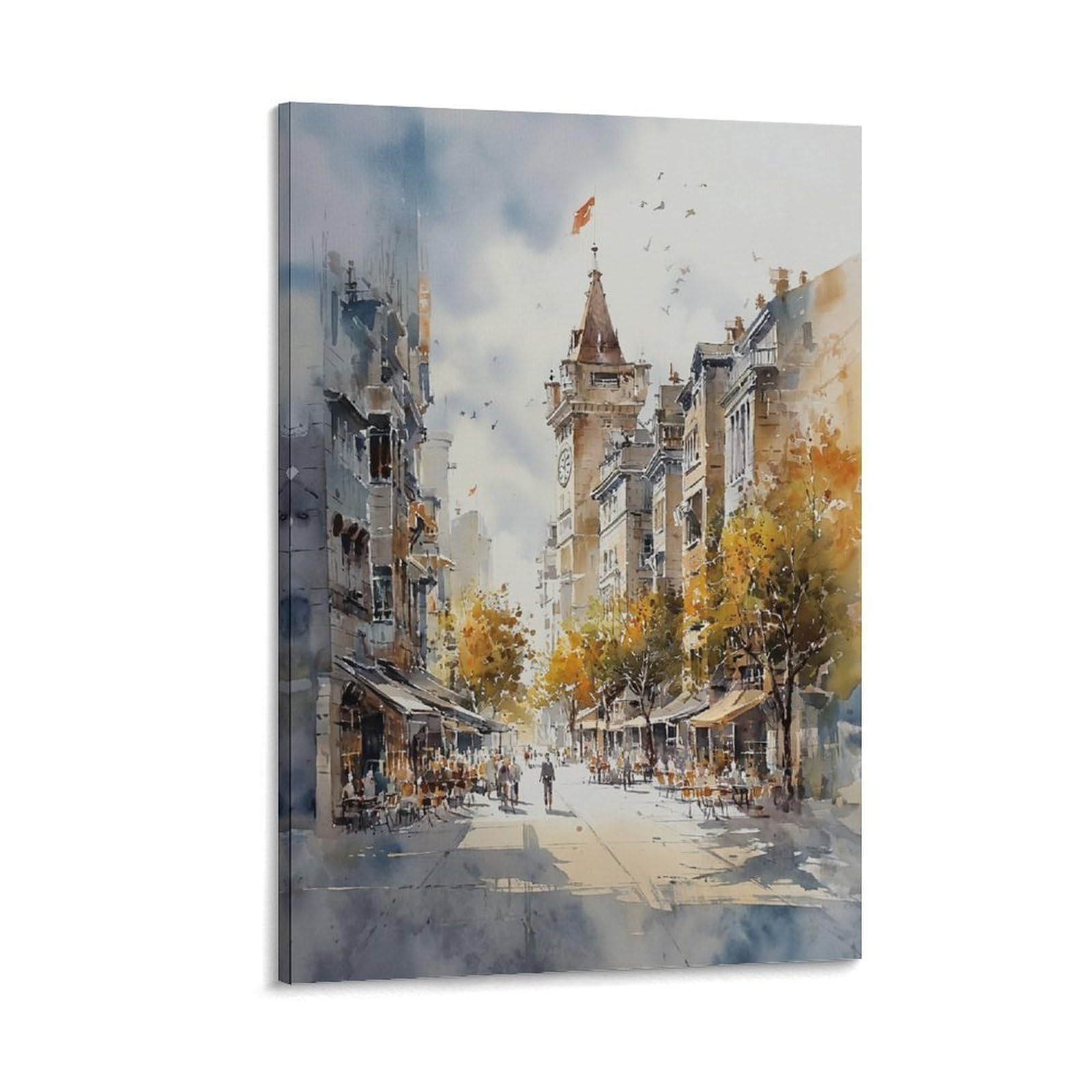 XWYMXZ Montreal Quebec Cityscape 16x24inch(40x60cm) Vintage Travel Poster Watercolor Canvas Art
