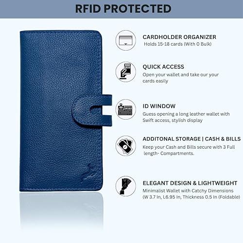 Miniatura 4 de DEERHANDMADE Cartera Larga para Hombres y Mujeres - Cartera de Cuero Estilo Occidental para Hombres y Mujeres - Cartera de Chequera con Capacidad