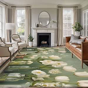 Amazon.com: Flower Floral Area Rug 8x10 Washable Rug Non Slip ...