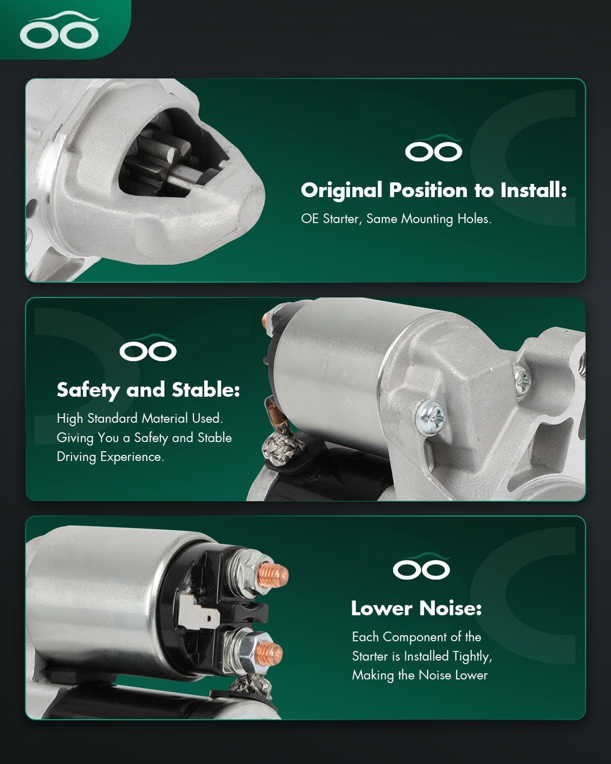 SCITOO Starter Motor fit for Chrysler for 200 2.4L 2011-2014,for Dodge for Avenger 2.4L 2011-2014 Replacement Starter 19141