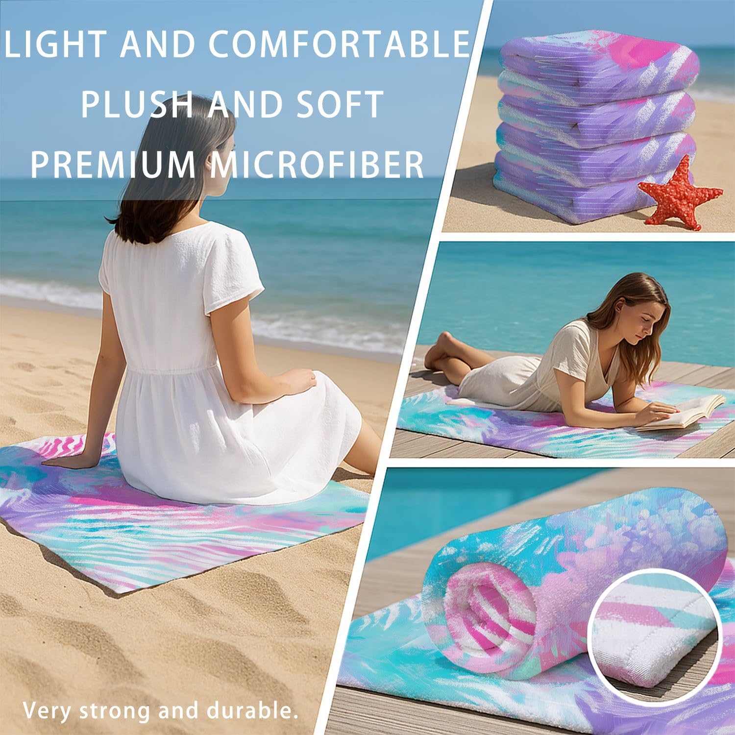 Générique Telo mare anti sabbia ad asciugatura rapida, 200 cm x 100 cm, elegante telo da spiaggia in microfibra, caldo, di lusso, ornato alla natura, melograno, assorbente, super coperta da spiaggia