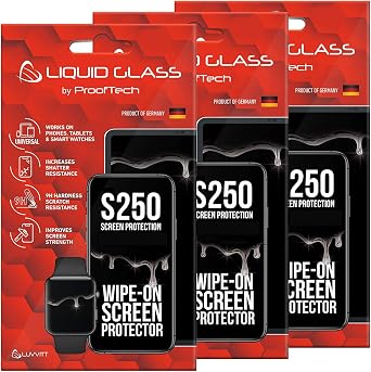 ProofTech 3 Pack Liquid Glass Screen Protector with $250 Screen Protection each for All Smartphones Tablets and Watches - Universal Fit