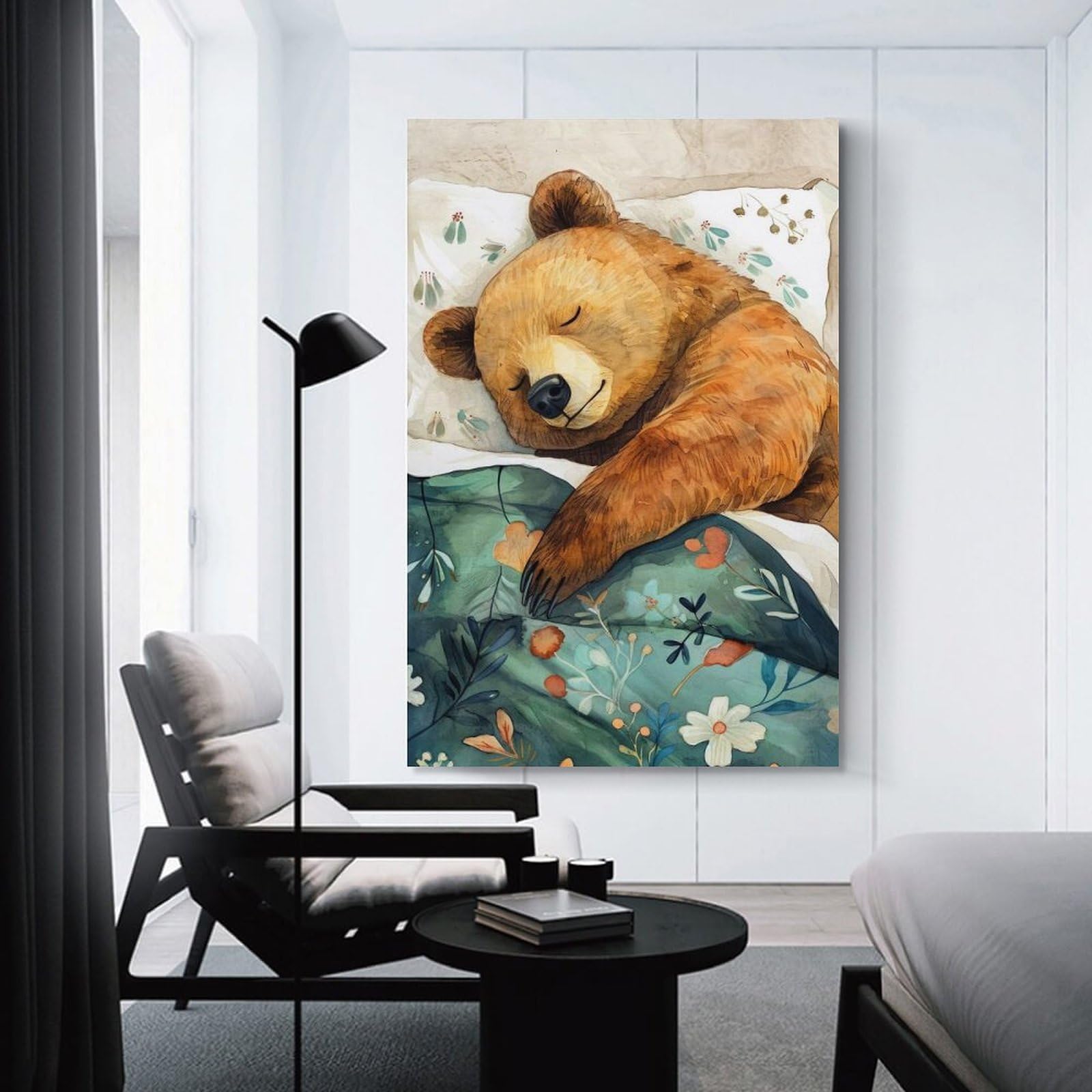 Junmoney Bear Sleeping Wall Picture Print 12x18inch(30x45cm), for Picture Wall Styling in Lounge Or Bedroom, Ideal for Building A Coordinated Art Wall