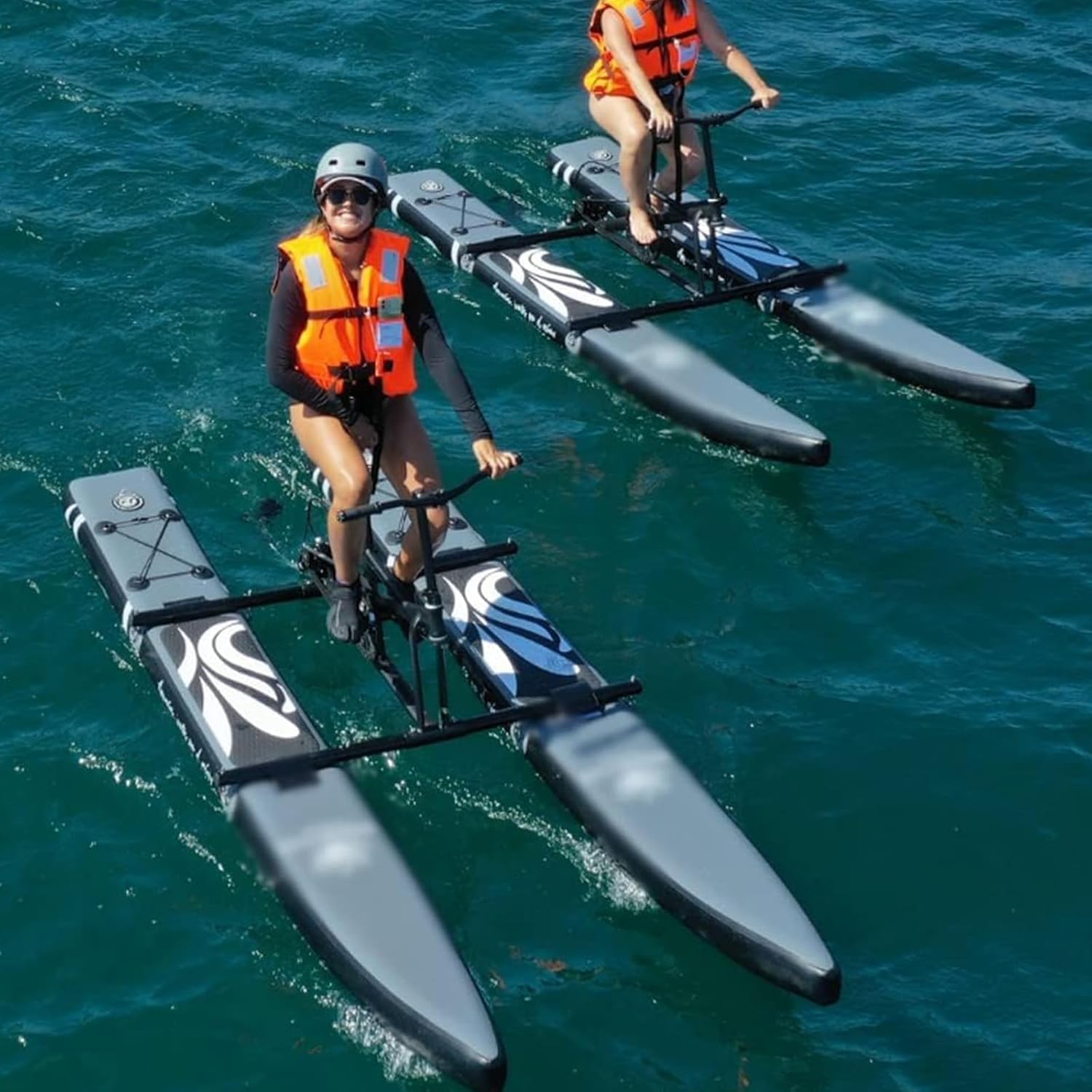 Water Bikes with Single Pedals, Water Sports Touring Kayaks, Sea Bikes, Boats, Adult Sightseeing Canoes, Chain-Driven Vehicles