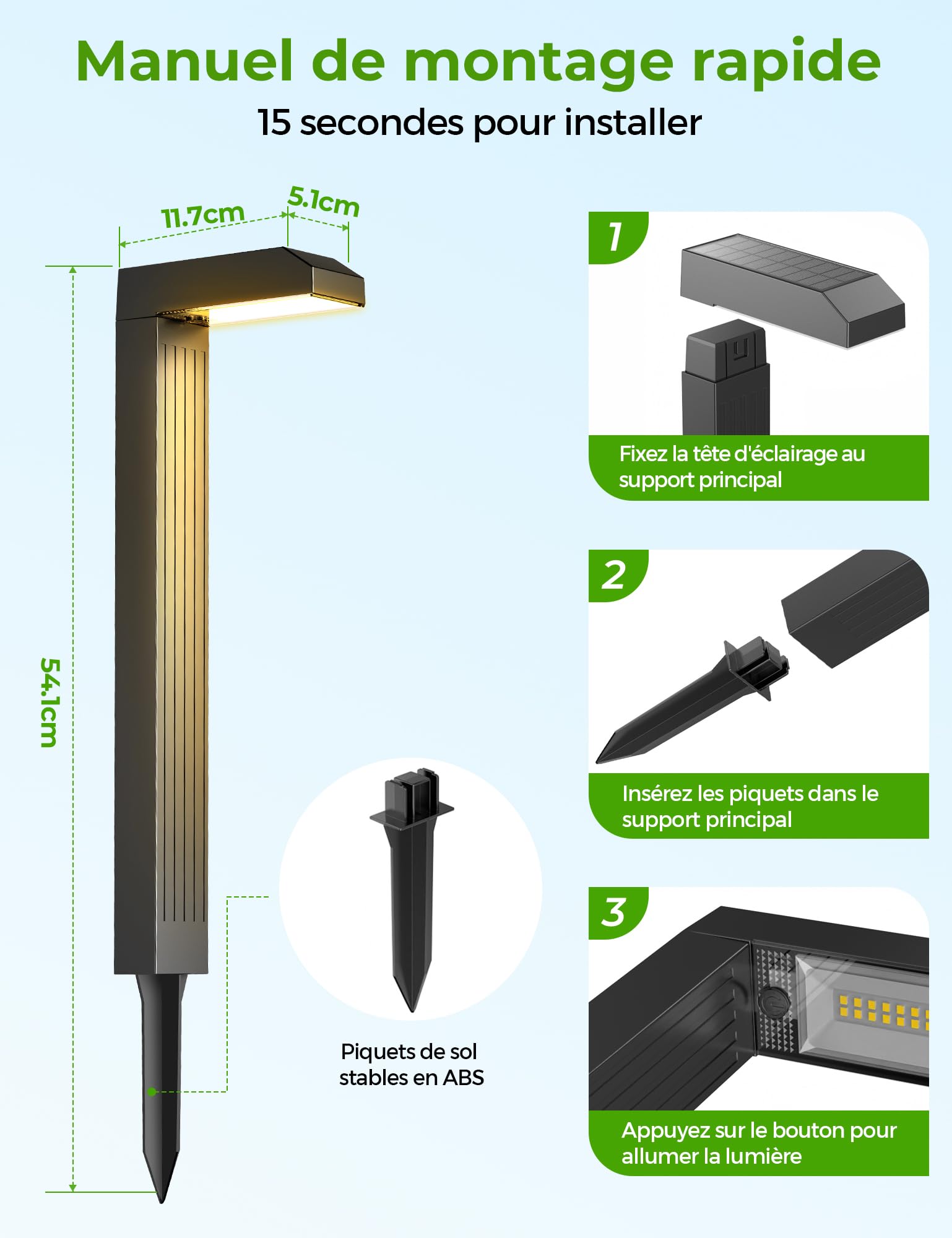 Lampes solaires extérieures de jardin, lot de 6, 3 couleurs