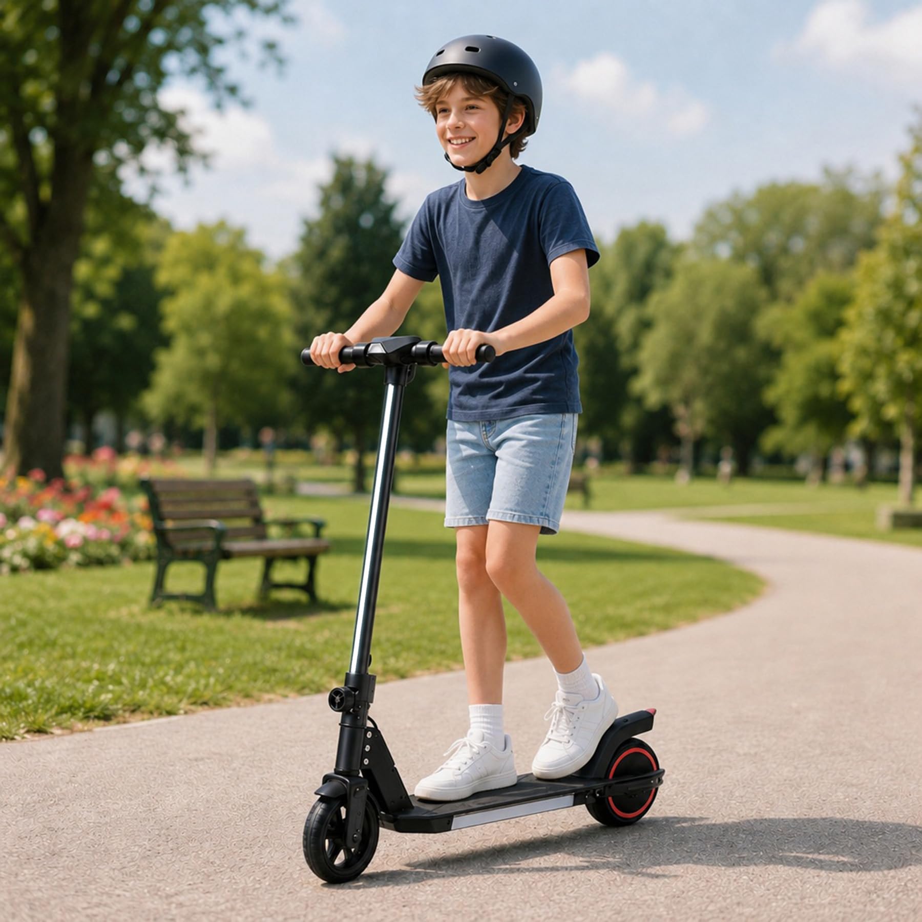 ORYXEARTH E-Scooter Kinder 6–16 Jahre, E Scooter Kinder mit 150W Motor, 16 km/h, Scooter mit straßenzulassung, faltbar, Doppelbremse, IPX4 wassergeschützt, Faltbarer Kinder Elektroroller