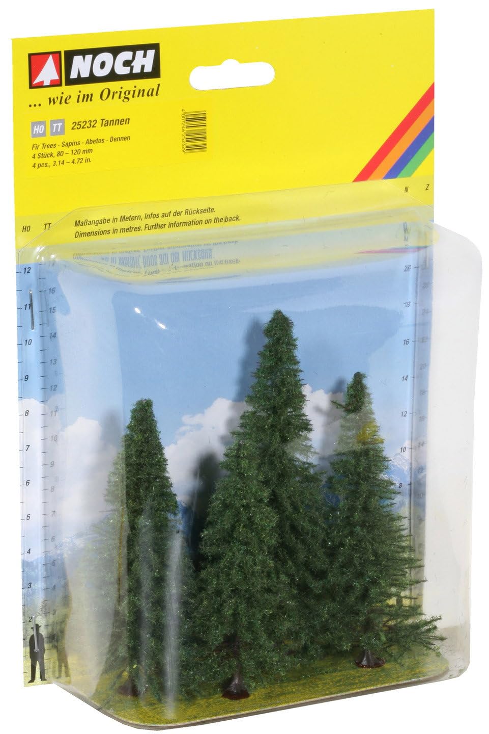 NOCH Fir (4) Classic Trees 8-12cm HO Gauge Scenics 25232