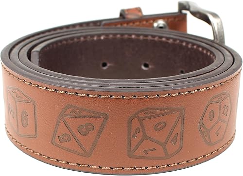 BC Belts Roll Playing Dice Leather Belt Strap and Metal Buckle 1.5" Wide with Sn