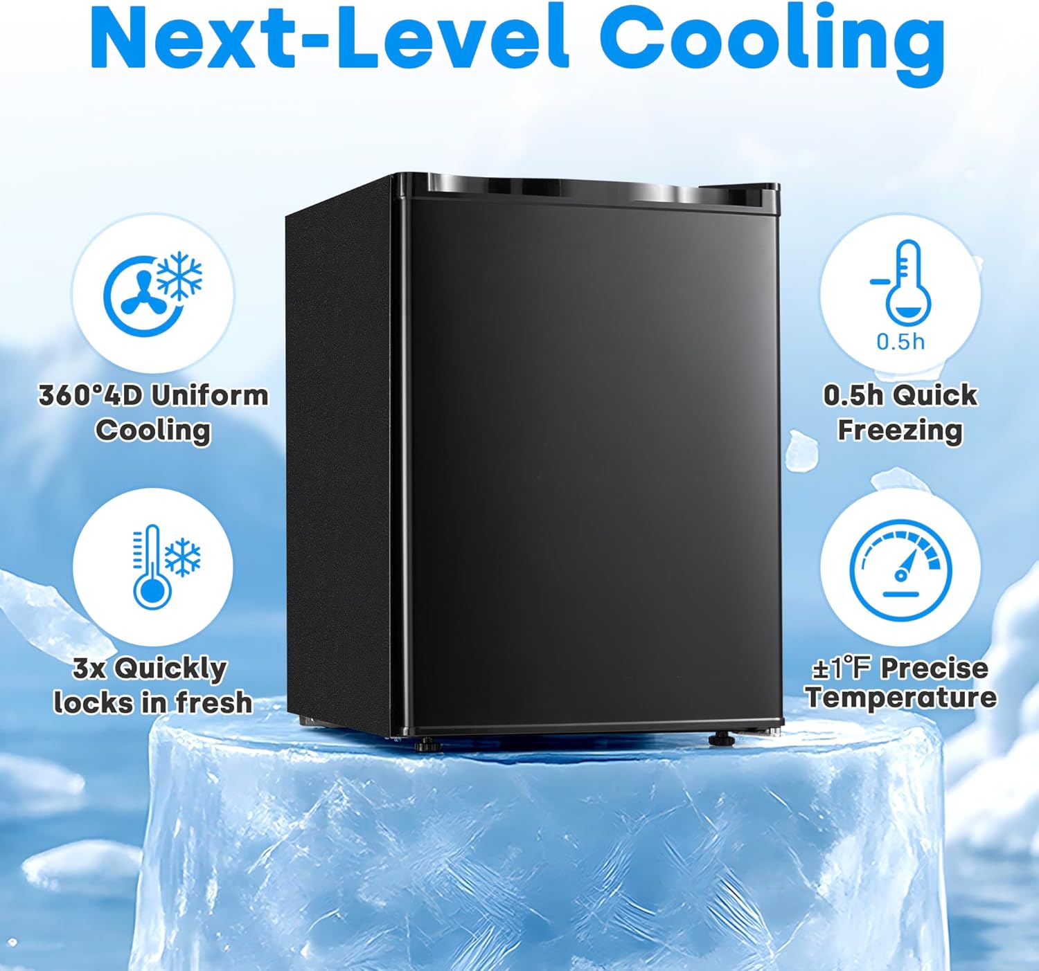 Erivess 2.1 Cu.ft Compact Upright Freezer, Single Door Mini Freezer with Adjustable Thermostat, Removable Shelves, Energy-Saving & Low Noise, Small Freezer for Home/Dorm/Apartment/Office (Black)