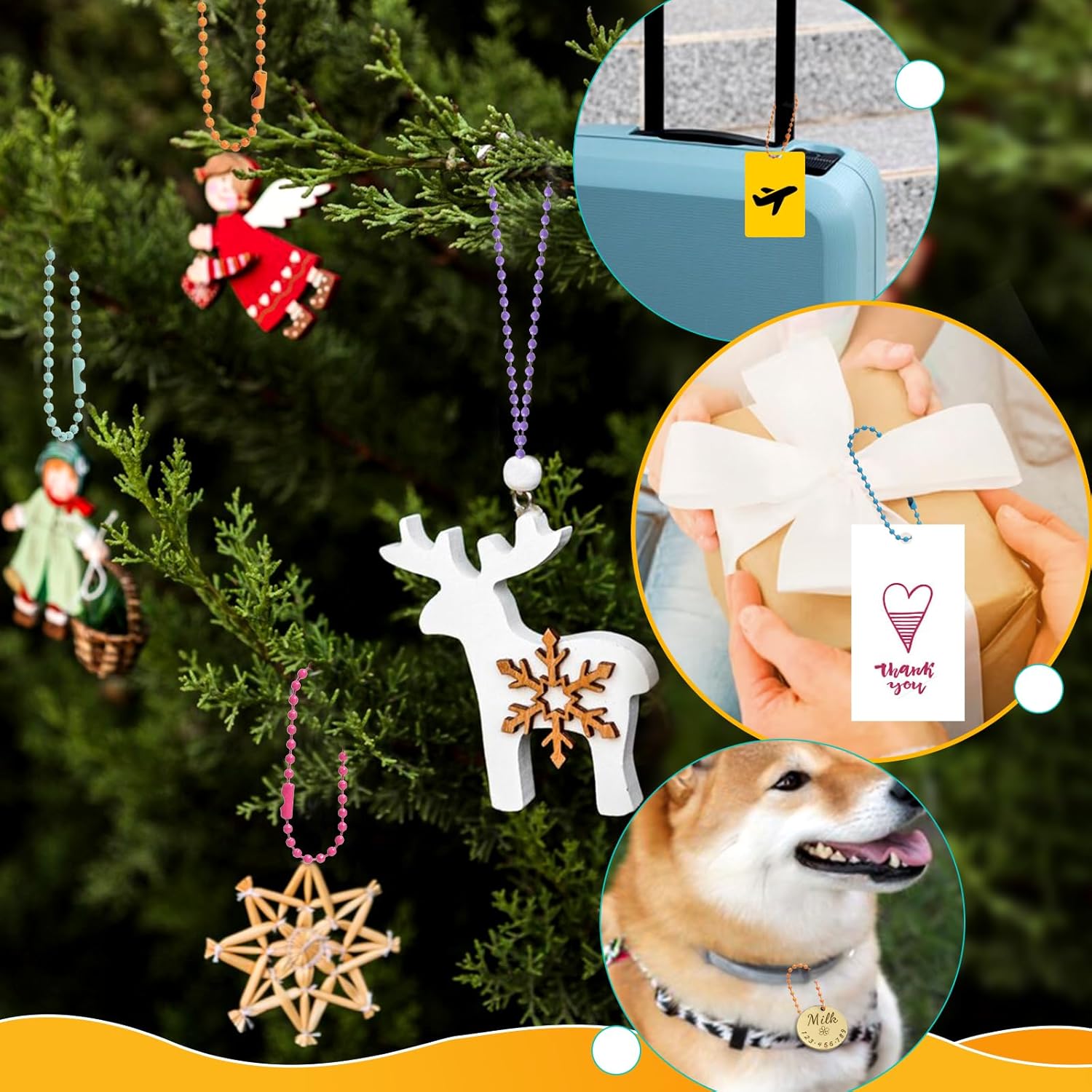 240pcs Ball Chain Keychain 120 mm - Ball Chain Connectors 2.4 mm Diameter Dog Tag Chains, Keychains,Jewelry Making Supplies(10 Colors) - Image 6