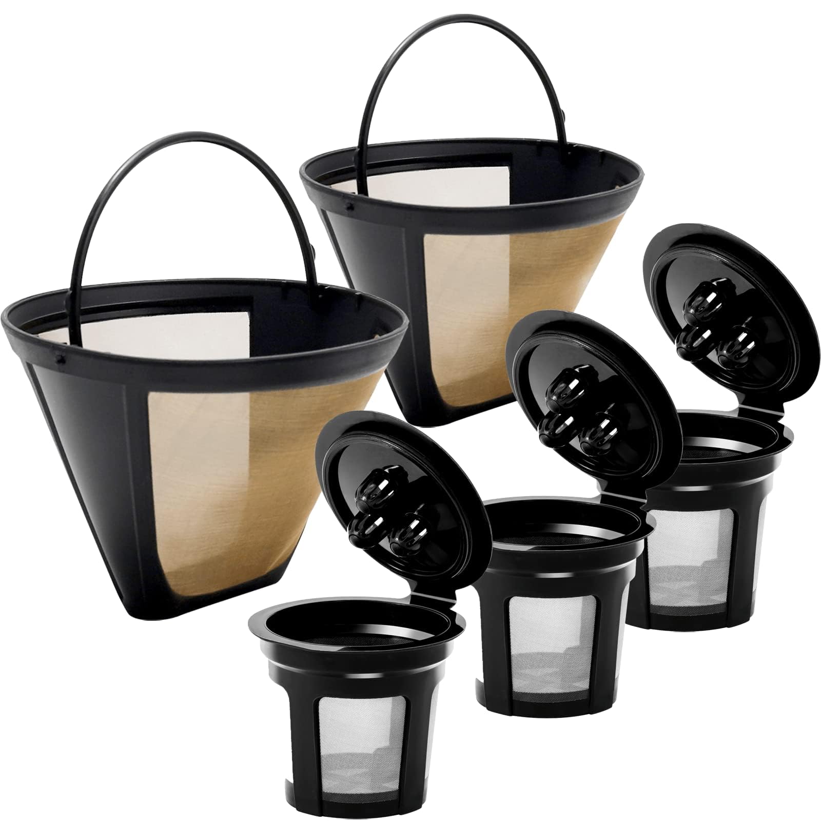 Reusable Coffee Pods for Ninja CPF301 Coffee Maker, 3 Pack Reusable K Cups Pods and 2 Pack Reusable Filters not for Ninja CFP101 & Ninja PB051