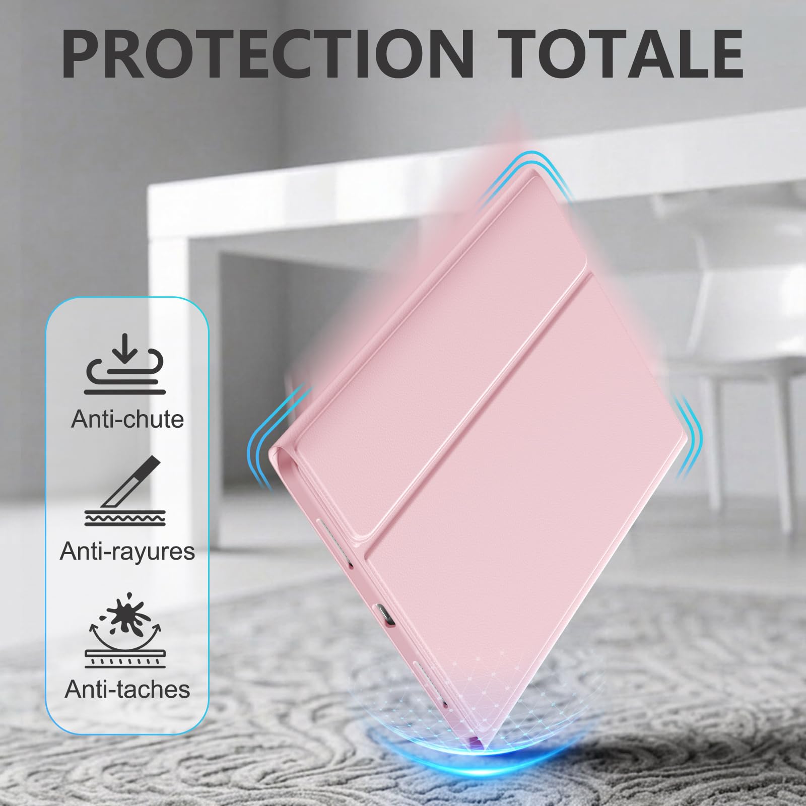 Coque Clavier pour iPad Air 11 Pouces (M4 2026/M3 2025/M2 2024), Étui Keyboard pour Air 4/5ème Génération 2020 2022 avec Rétroéclairage à 7 Couleurs et Porte-Crayon, Clavier AZERTY, Rose