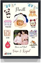 A Perfect Gifter Customized Collage New Born Baby Photo Frame with Photo Upload for Boy or Girl with Parents and Birth Details (New Born Baby Frame, 14 X 20 Inch)