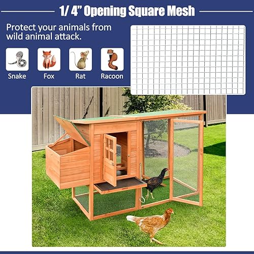 Miniatura 11 de Goplus Paño de hardware, malla de alambre cuadrada de calibre 19 de 1/2 pulgada, valla de rollo de malla de metal galvanizado, valla de jardín