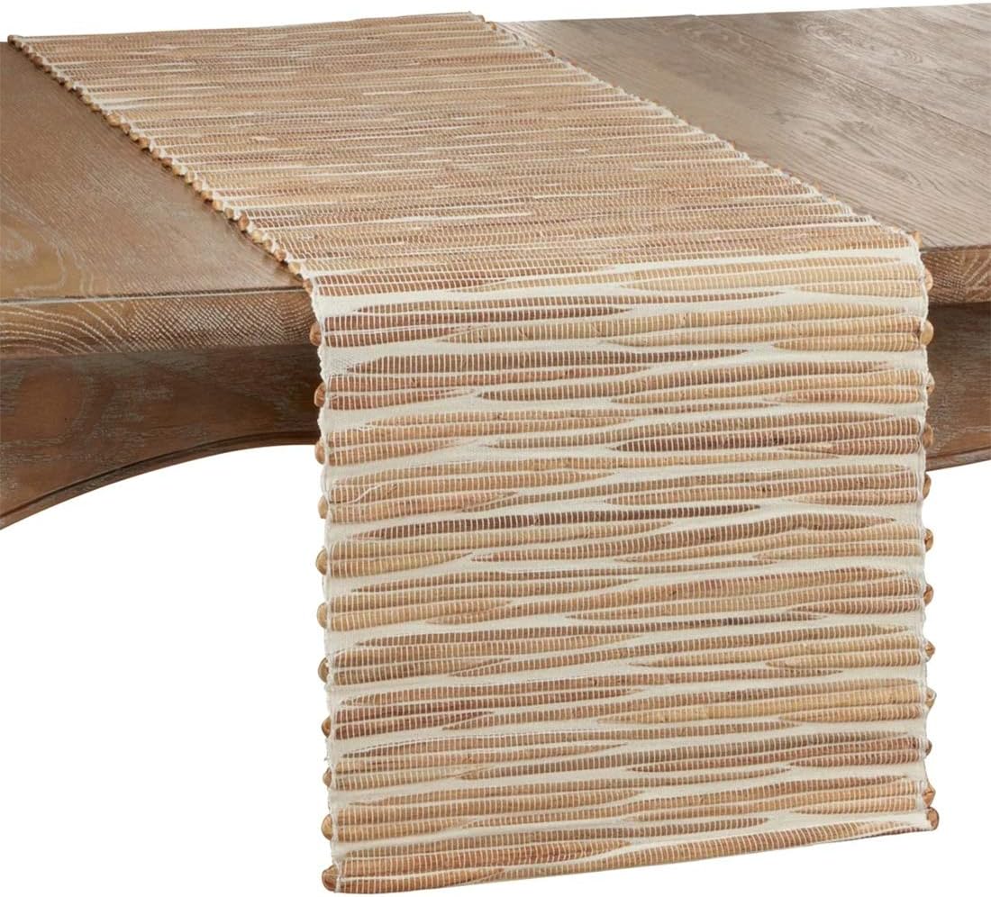 Fennco Styles Woven Chic Texture Water Hyacinth Table Runner 14 x 54 Inch - Natural Table Cover for Home Décor, Dining Table, Banquets, Holiday and Special Events