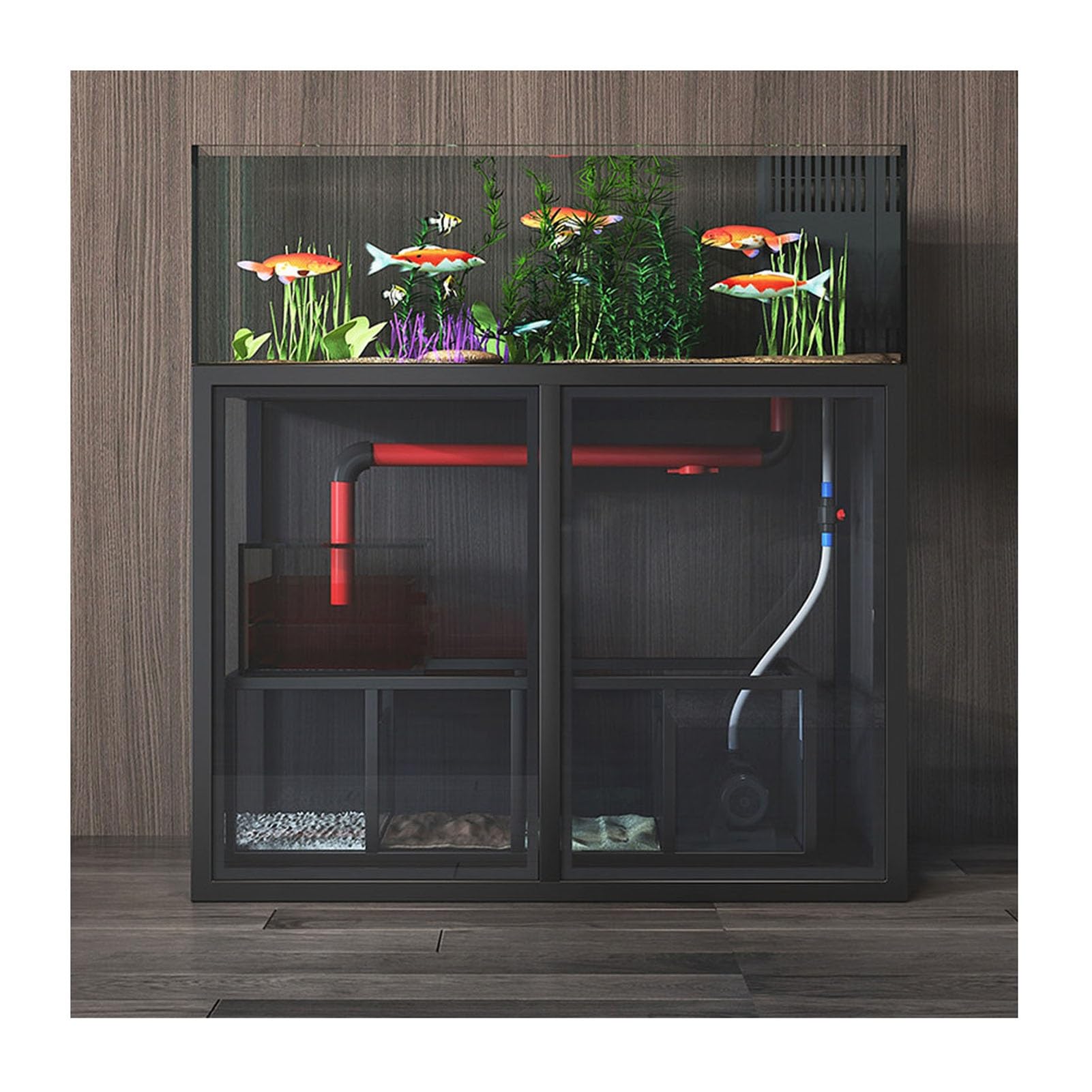 Stojak na akwarium z metalową ramą, stojak do akwarium z drzwiami szafki, dwupoziomowy organizer terrarium do salonu i wejścia