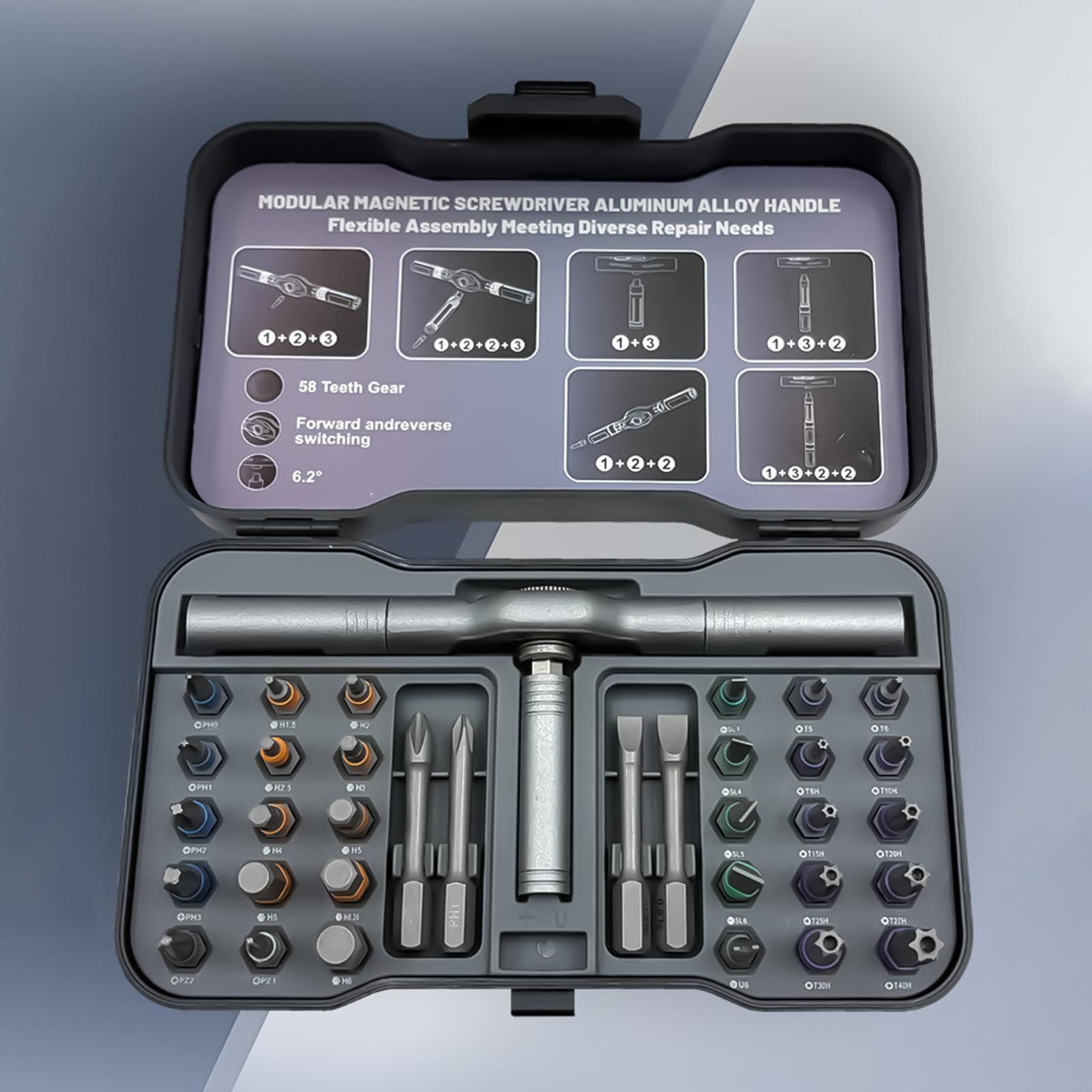 Juego De Destornillador De Carraca Herramienta magnética portátil | Set De Puntas Para Destornillador Para Reparar Relojes, Gafas, Bicicletas, Eléctricos, Ordenadores,