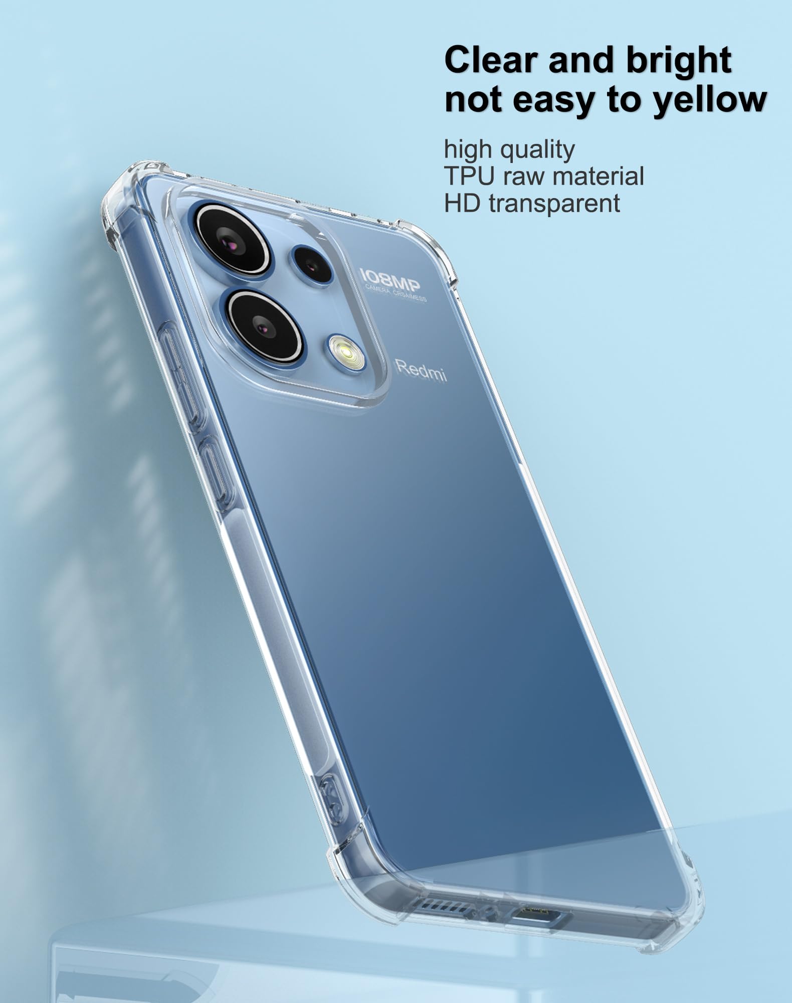 Foluu Custodia Crystal Clear Per Xiaomi Redmi Note 13 4G [2024] – Cover Morbida TPU Con Angoli Rinforzati, Antigraffio, Ultra Sottile - 2