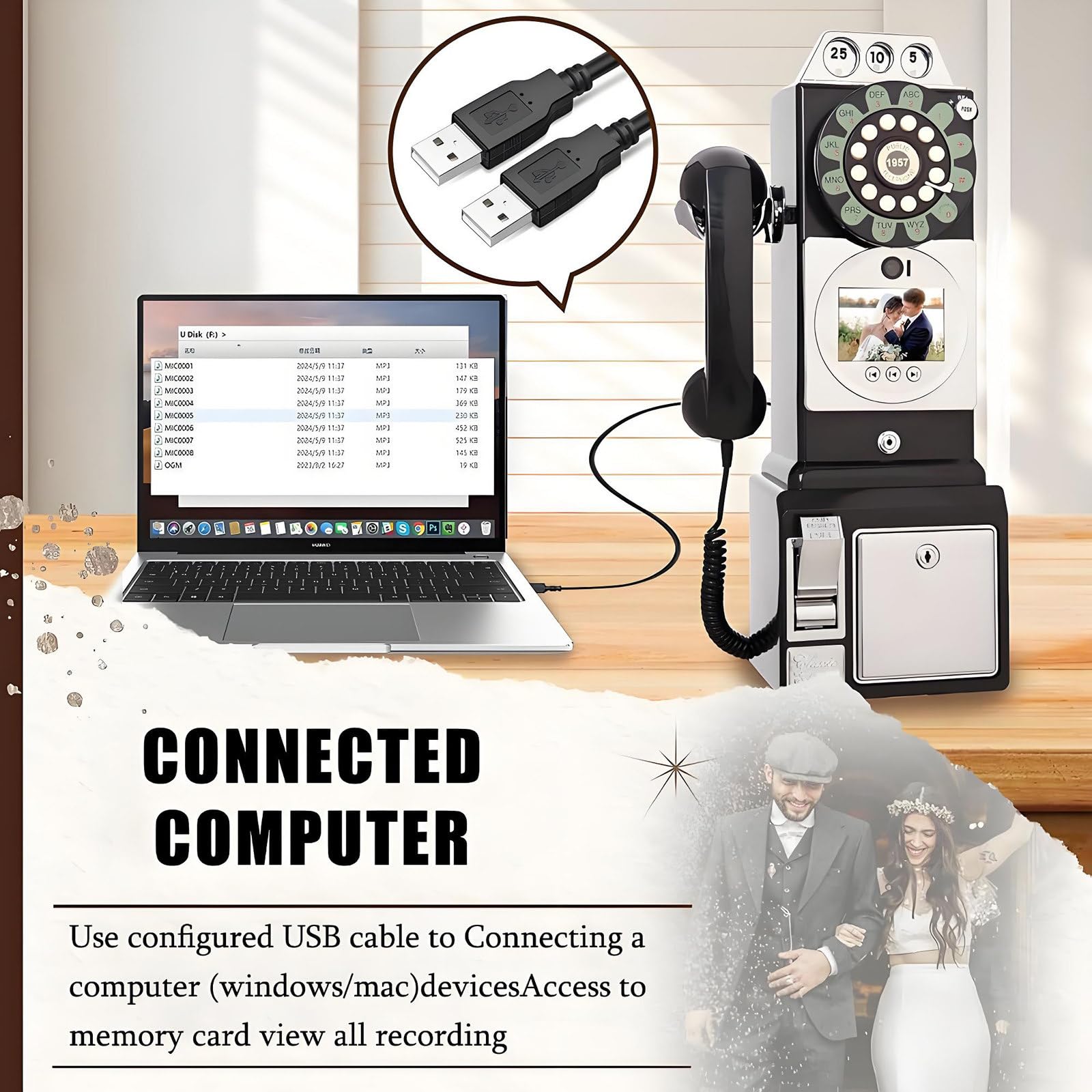 Księga Gości Wideo i Audio Ślub Telefon, Nagrywaj Wiadomości Wideo i Audio, Zachowaj Specjalne Okazje na Różnorodne Niezapomniane,White-64GB