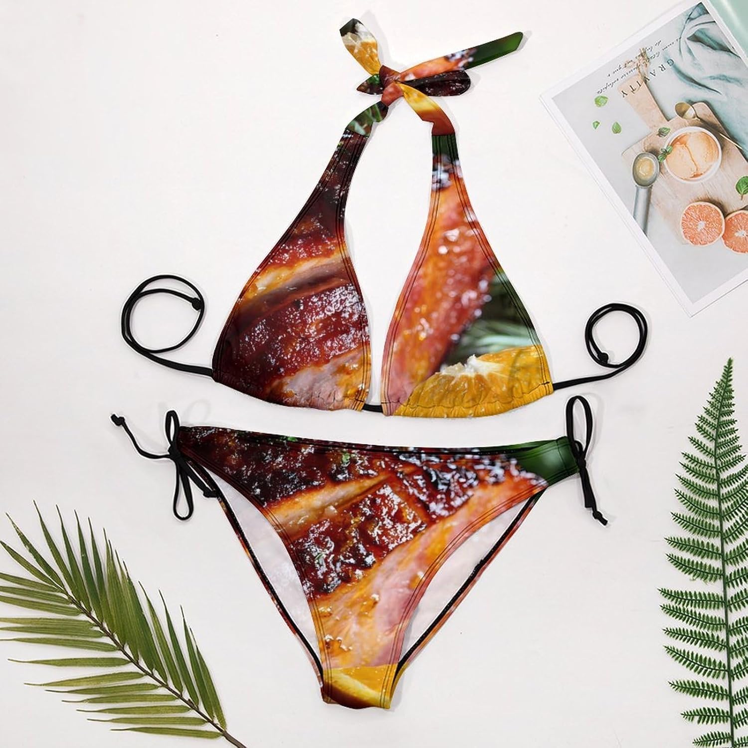 Honey Glazed Ham Novelty Women's 2 Piece String Bikini Set Swimsuits Bathing Suit Swimwear