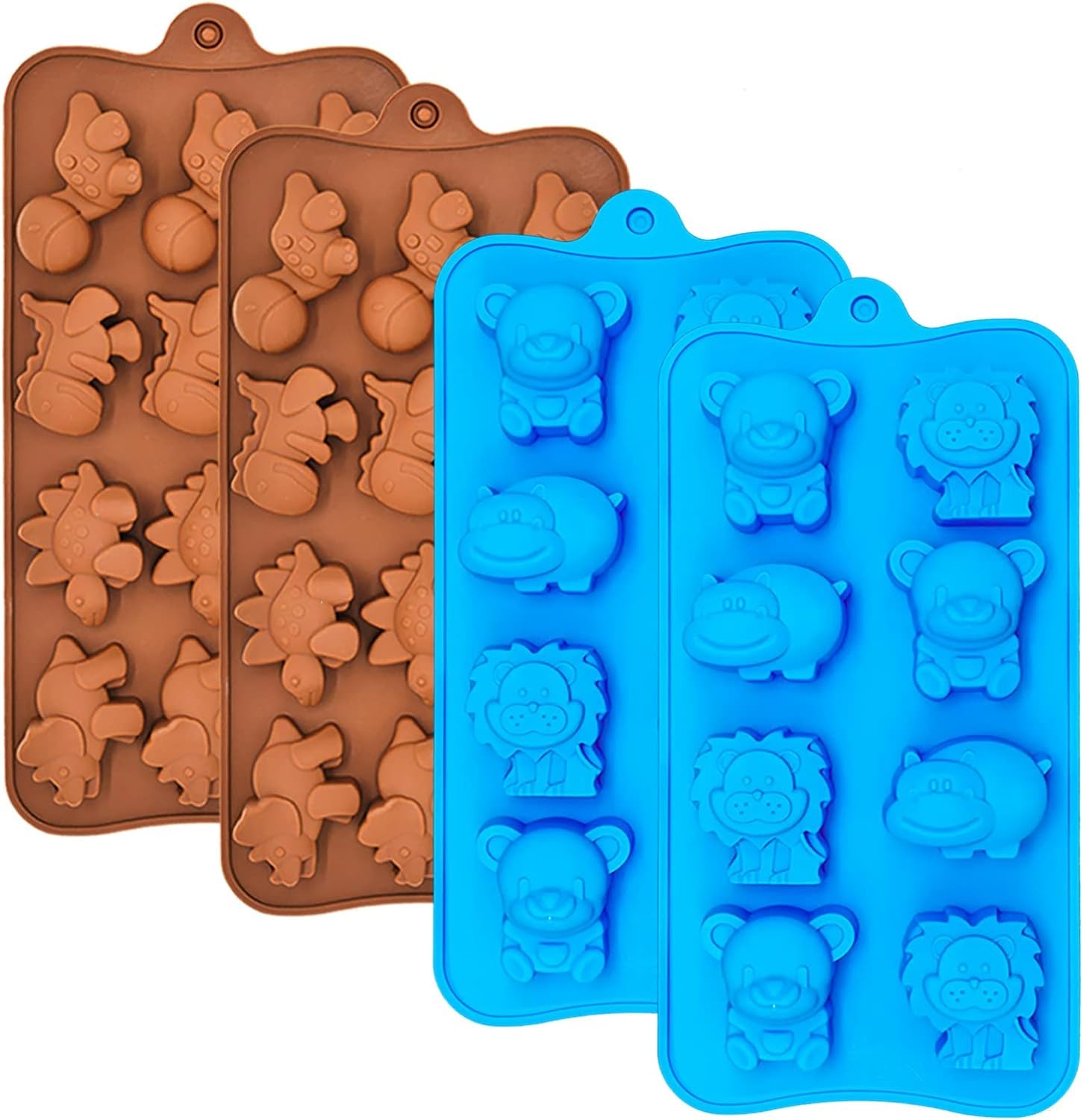 Animal Gummy Silicone Molds for Soap Ice Cube Jelly Chocolate Candy Cupcake Muffin Cookie Cake Baking Clay Toy Making Molds Forest Theme Different Shapes Dinosaurs Bear Lion Hippo Set of 2-image-10