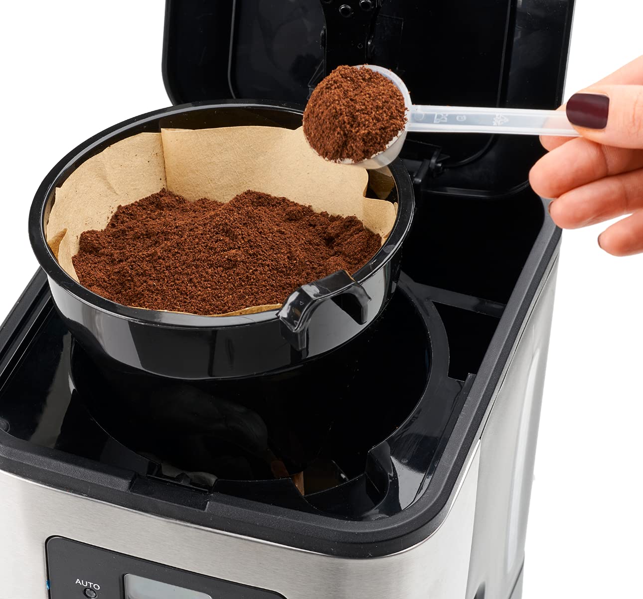 Clatronic KA 3642 Cafétera Programable Eléctrica de Goteo Automática, 900 W, Acero inoxidable, Gris/Negro