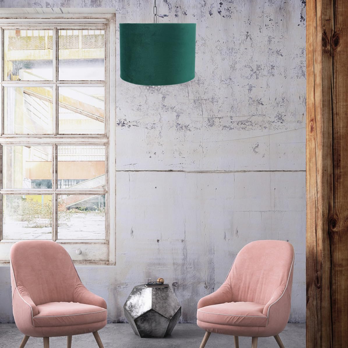 Grüner Lampenschirm aus Stoff für E27 Lampenkopf, Schlicht Elegant