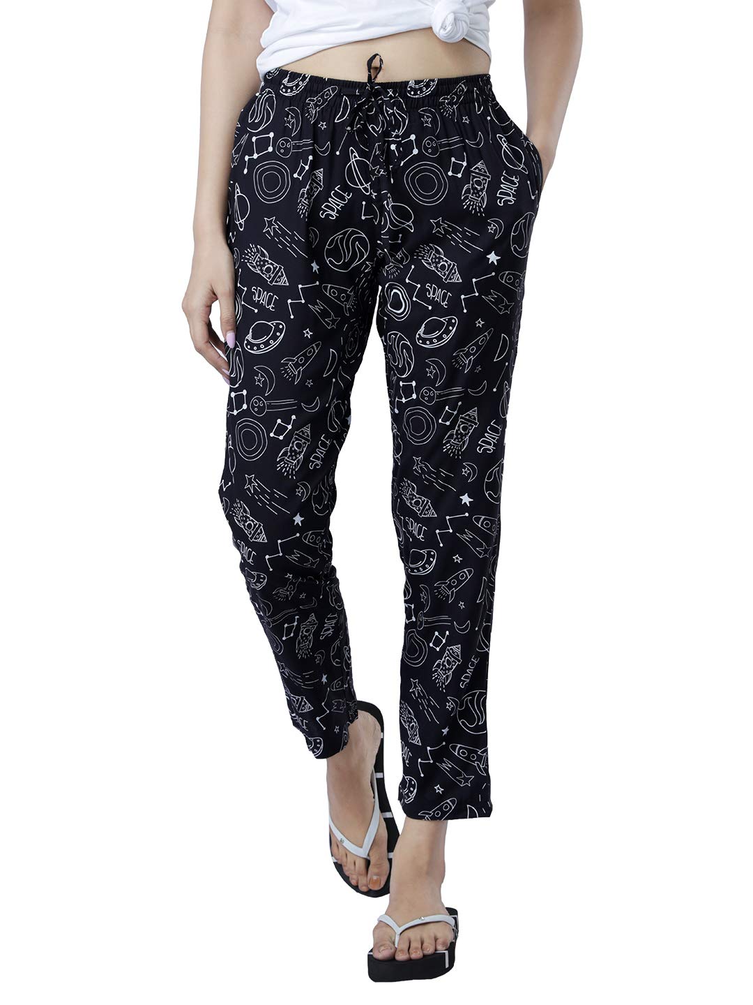 The Souled StoreWomen's Space Pattern Graphic Printed Cotton Pajamas