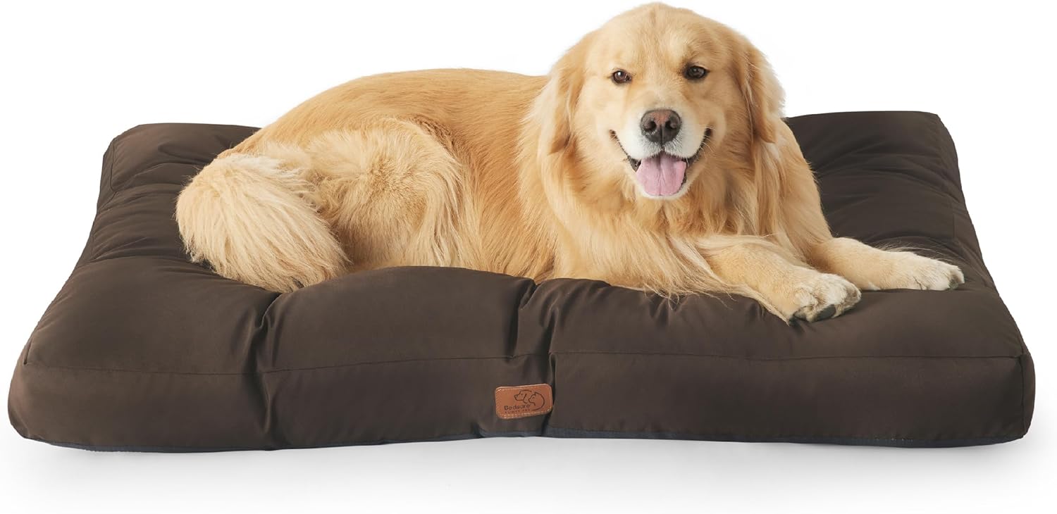 BEDSURE Waschbares Hundekissen, 111 x 89 cm, Hundematratze, wasserdicht, XXL, für große und mittelgroße Hunde, gepolsterte Hundematte für den Außenbereich, braun, 10 cm Höhe BEDSURE Waschbares Hundekissen, 111 x 89 cm, Hundematratze, wasserdicht, XXL, für große und mittelgroße Hunde, gepolsterte Hundematte für den Außenbereich, braun, 10 cm Höhe
