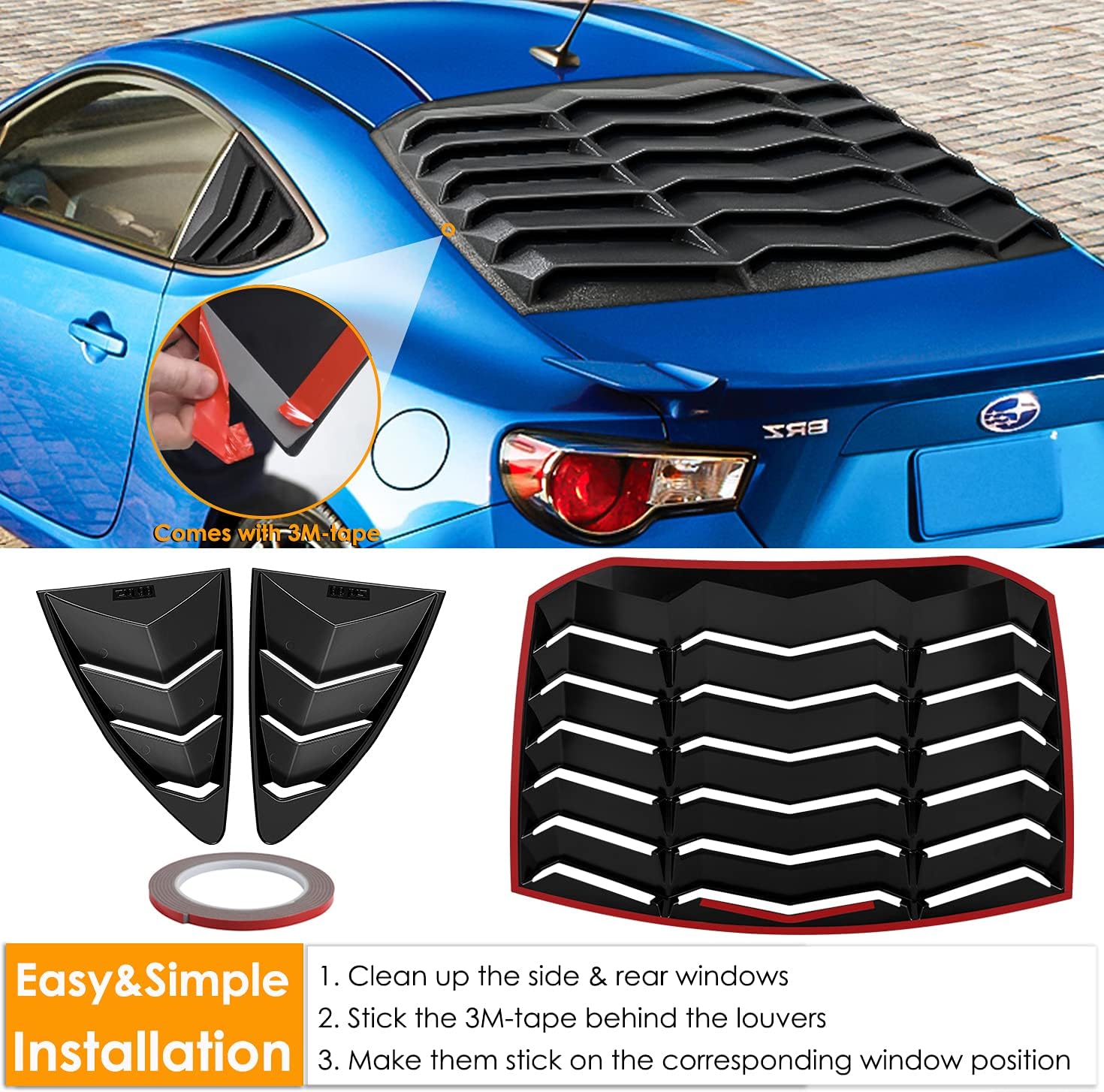 安いセール ウィンドウルーバー Quarter Panel Window Side Louver Vent Trim Fit For
