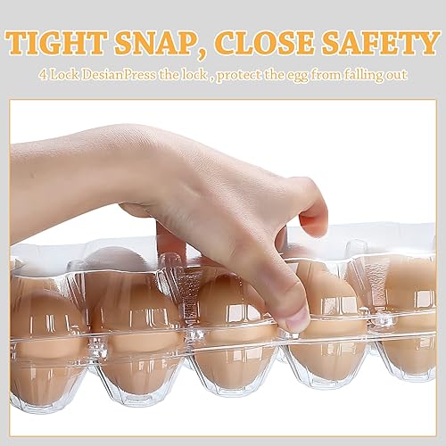Miniatura 7 de Tanlade 100 cajas de cartón de plástico para huevos, 12 rejillas transparentes, bandeja de huevos de gallina, soporte de plástico desechable,