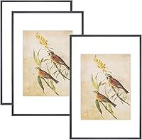 Vista 44 de Juego de 4 marcos de fotos de 4 x 4 pulgadas, color negro mate, diseño simple y moderno, de aluminio cepillado delgado, cuadrado, para fotos de 3 x