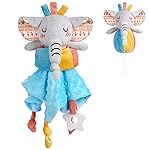 Vicloon Elephant Baby Security Blanket, 3IN1 Plush Baby Security Blanket with Tags&Teether, Babies Security Blanket for Boys&Girls, Security Blanket for Nursery Strollers, Cribs, Car Seats(Blue)