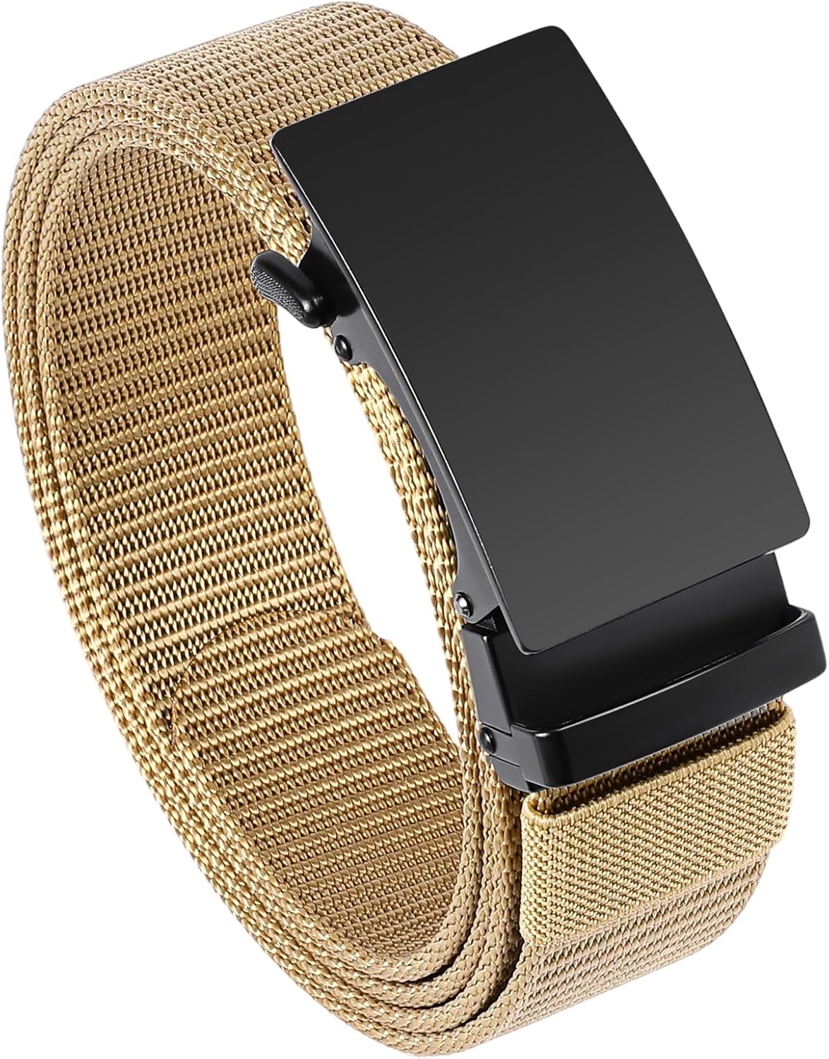 GAEKEAO Ratchet Belt for Men - No-Holes Adjustable Nylon Belt with Slide Buckle for Golf, Casual, Work & Travel Gift Boxed