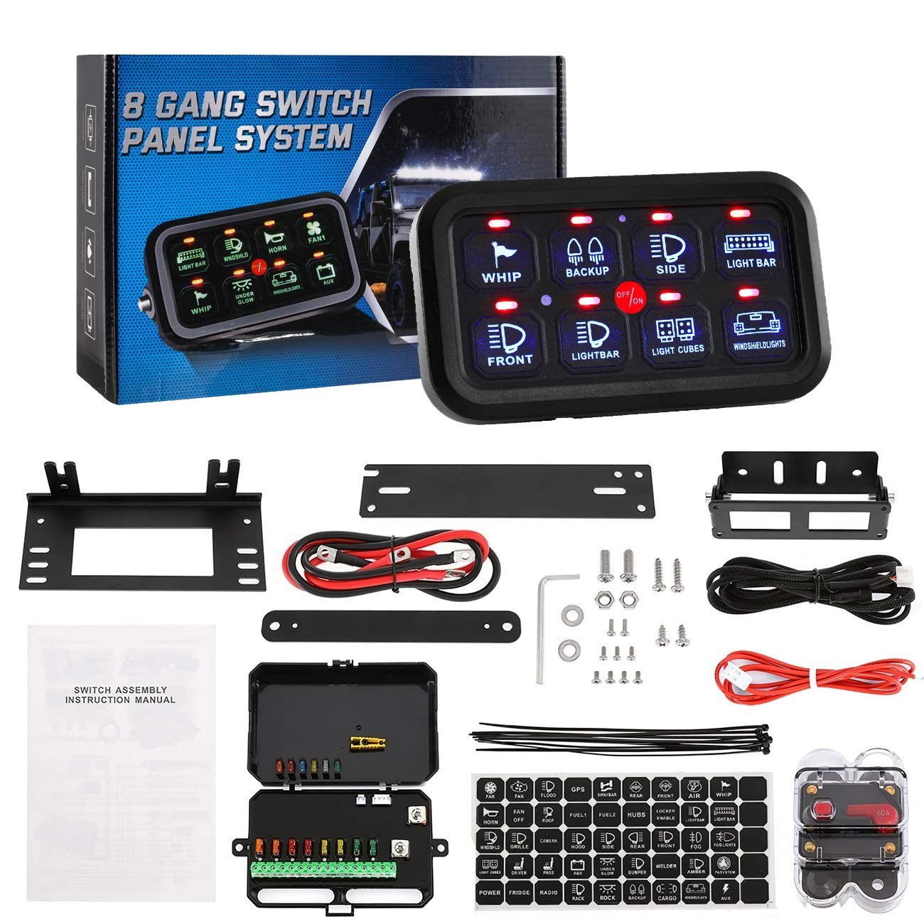 8 Gang Switch Panel, Partol OnOff Multifunction LED Switch Panel Electronic Relay System