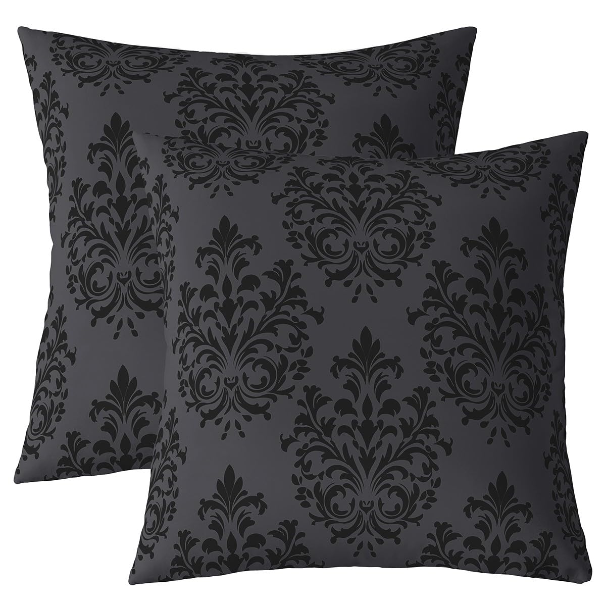 Housse de coussin jacquard noire haut de gamme aux motifs floraux