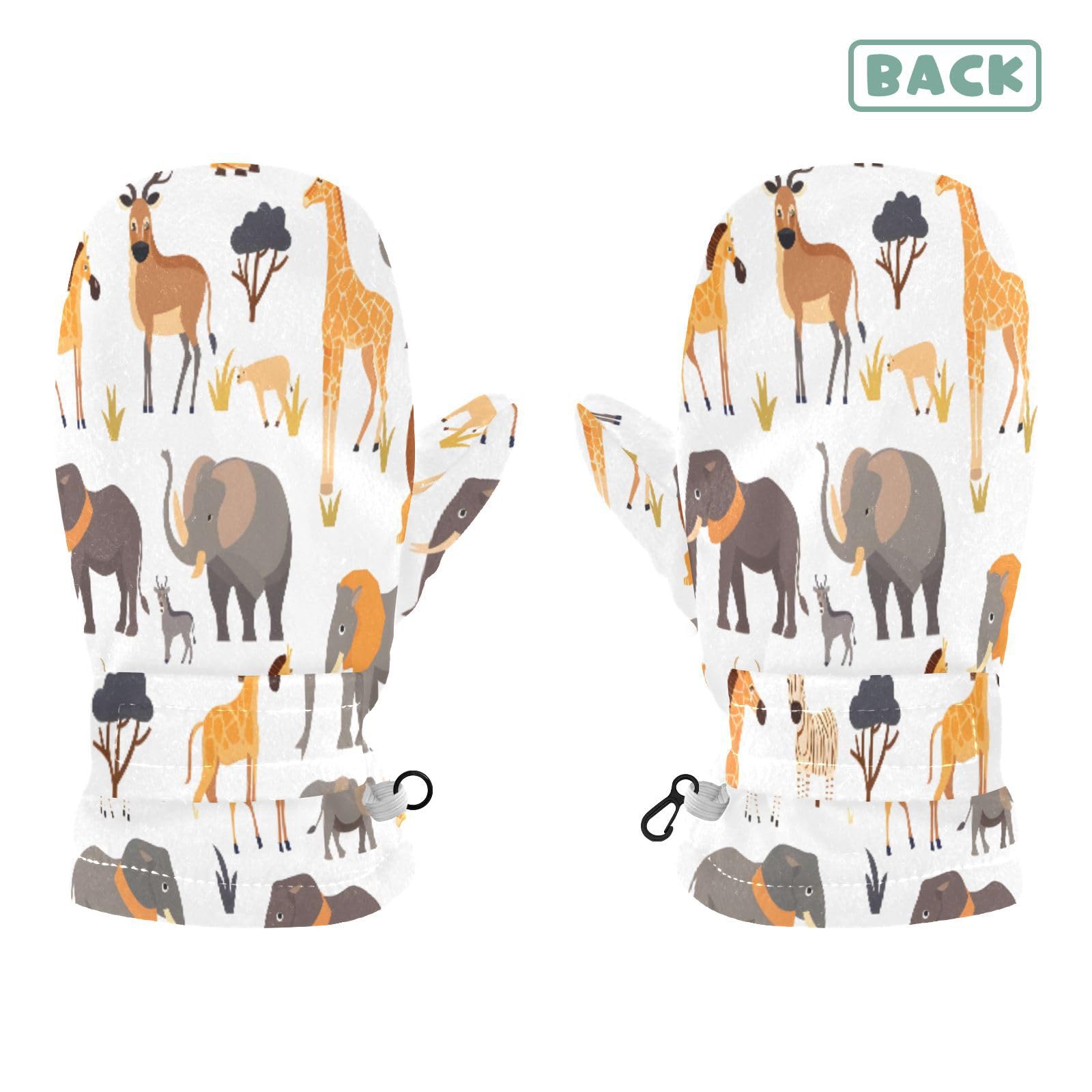 Kid's Winter Gloves Children Warm Gloves Lion Yellow Scarf Elephant for Boys Girl Age 2-4 Years