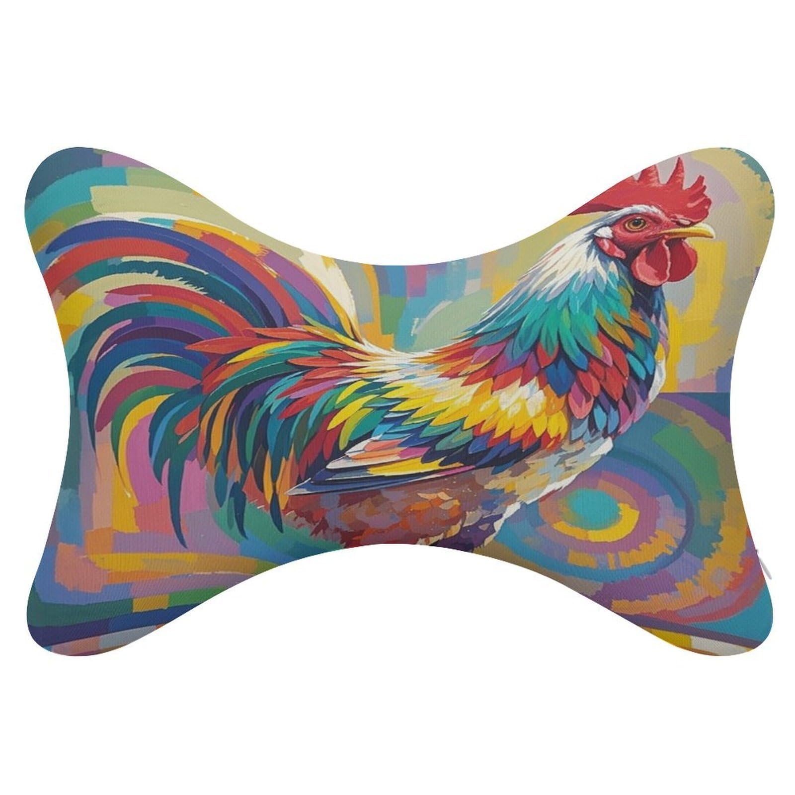 FekiLoot Art Chicken Car Headrest Set of 2,Softness Memory Foam Car Neck Pillow with Breathable Removable Cover Car Neck Support Pillow Ergonomic for Driving, Office
