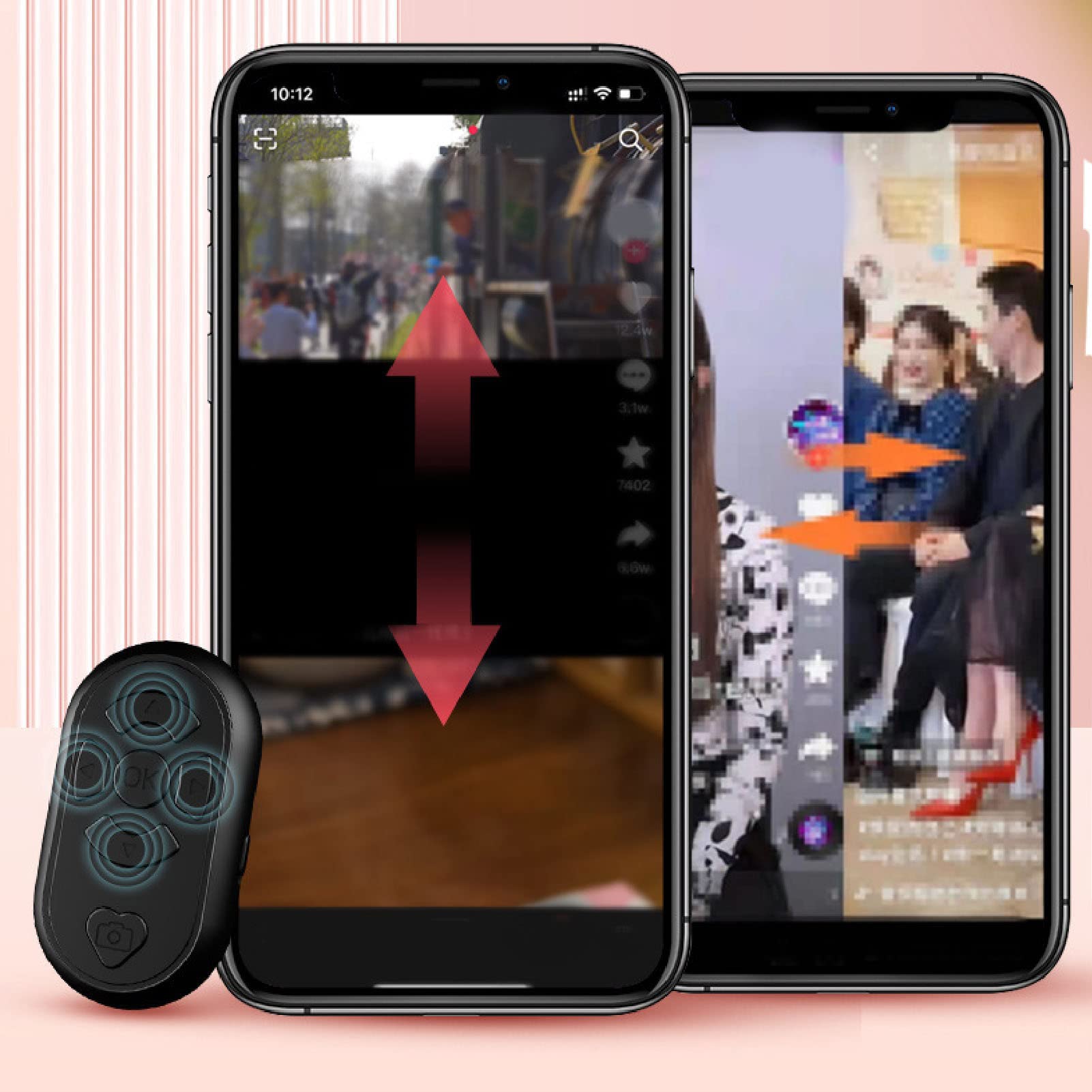 Pilot Zdalnego Sterowania TikTok Bluetooth, Czytnik Stron Aplikacji do Czytania, Przycisk Selfie ze zdalną migawką Aparatu, Pilot do Przewijania Wideo dla IOS, Androida (Czarny)