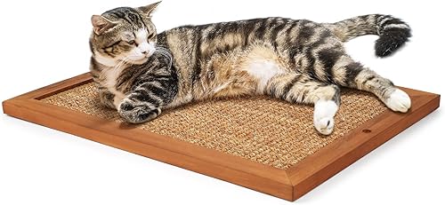 Rascador para gatos BXL, rascador de pared de sisal de madera natural para gatos, montado en el suelo o en la pared, almohadilla vertical para