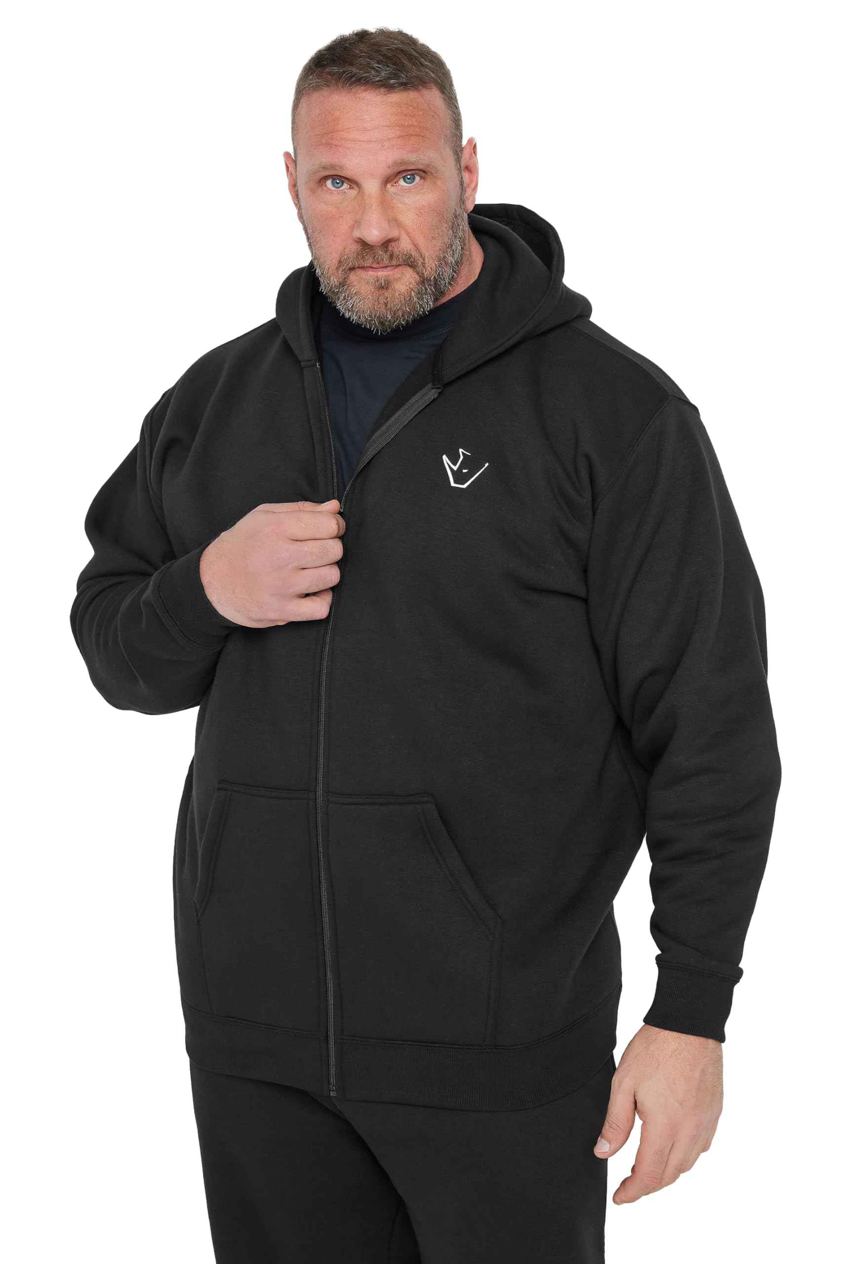 BadRhino Ironrhino Big & Tall 'Rest Day' Zip Through Hoodie - Men's - Plus Size Curve Black