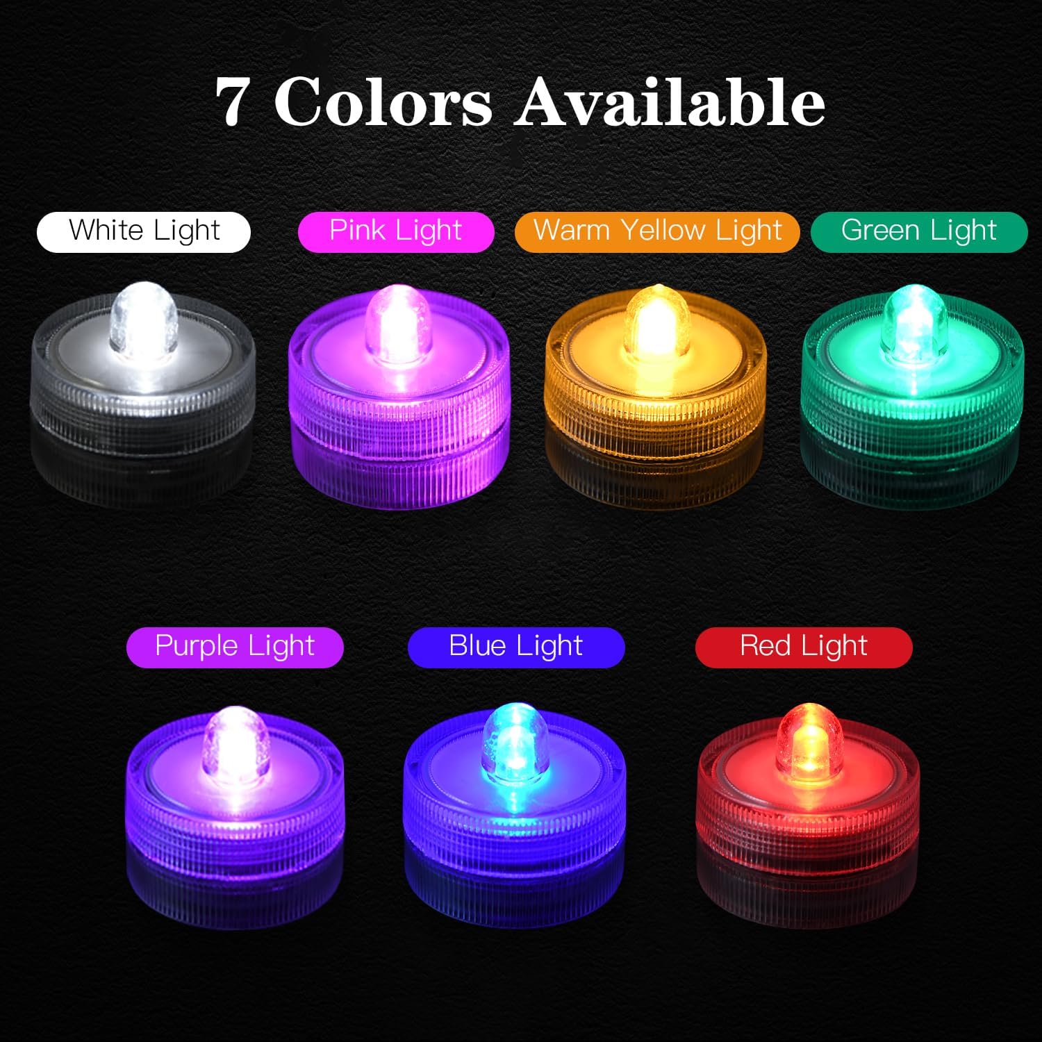 KOABY 12 Pack Warm White Submersible LED Lights, Waterproof Flameless Submersible Lights for Decor