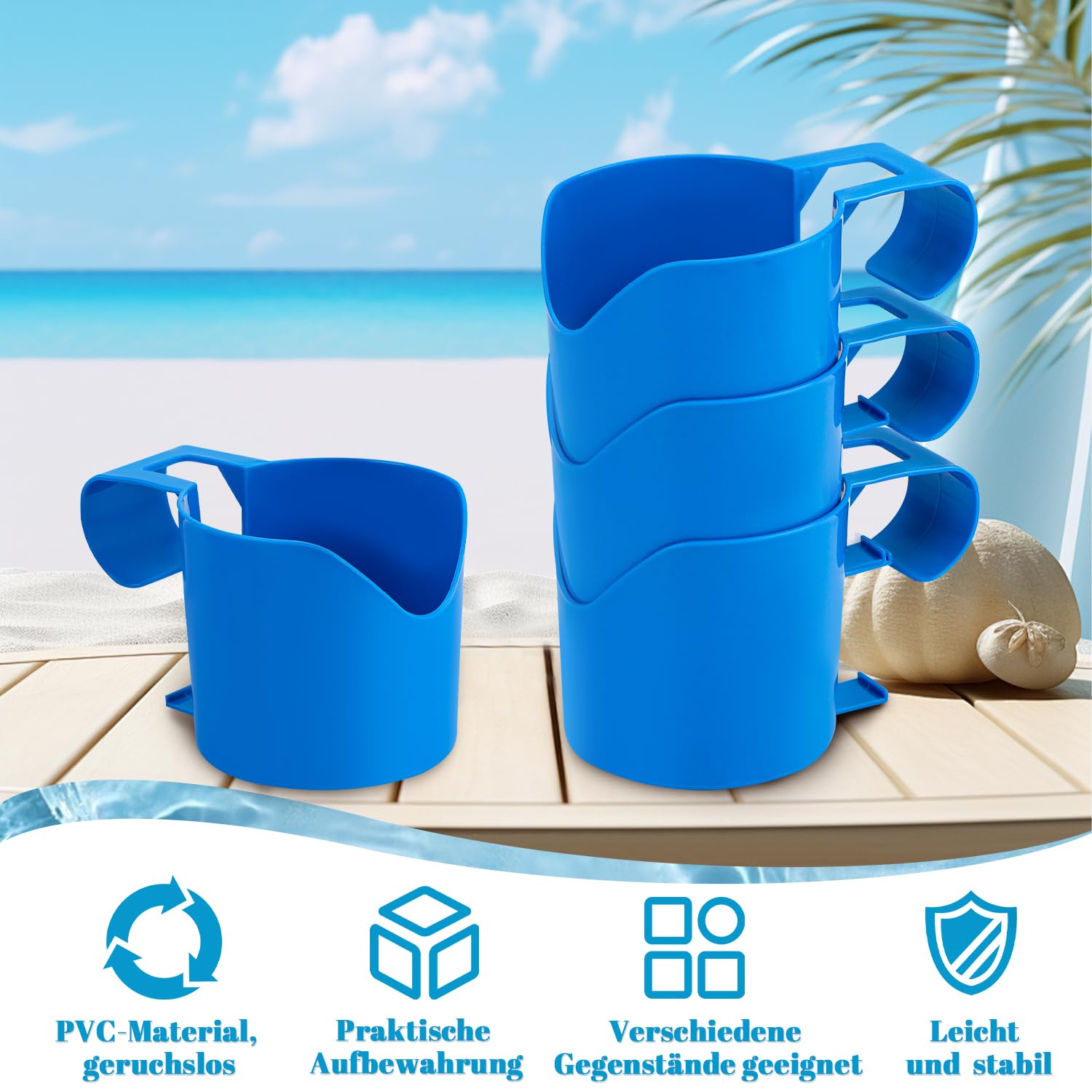 4 Stück Pool Getränkehalter für Poolrand, Pool Zubehör für Getränke, Poolrand Halter, Becherhalter Pool, Hängehalter für Schwimmbäder,Pool Gadgets,Pool Tisch,für Bier,Glas,Cocktailglas, Handy