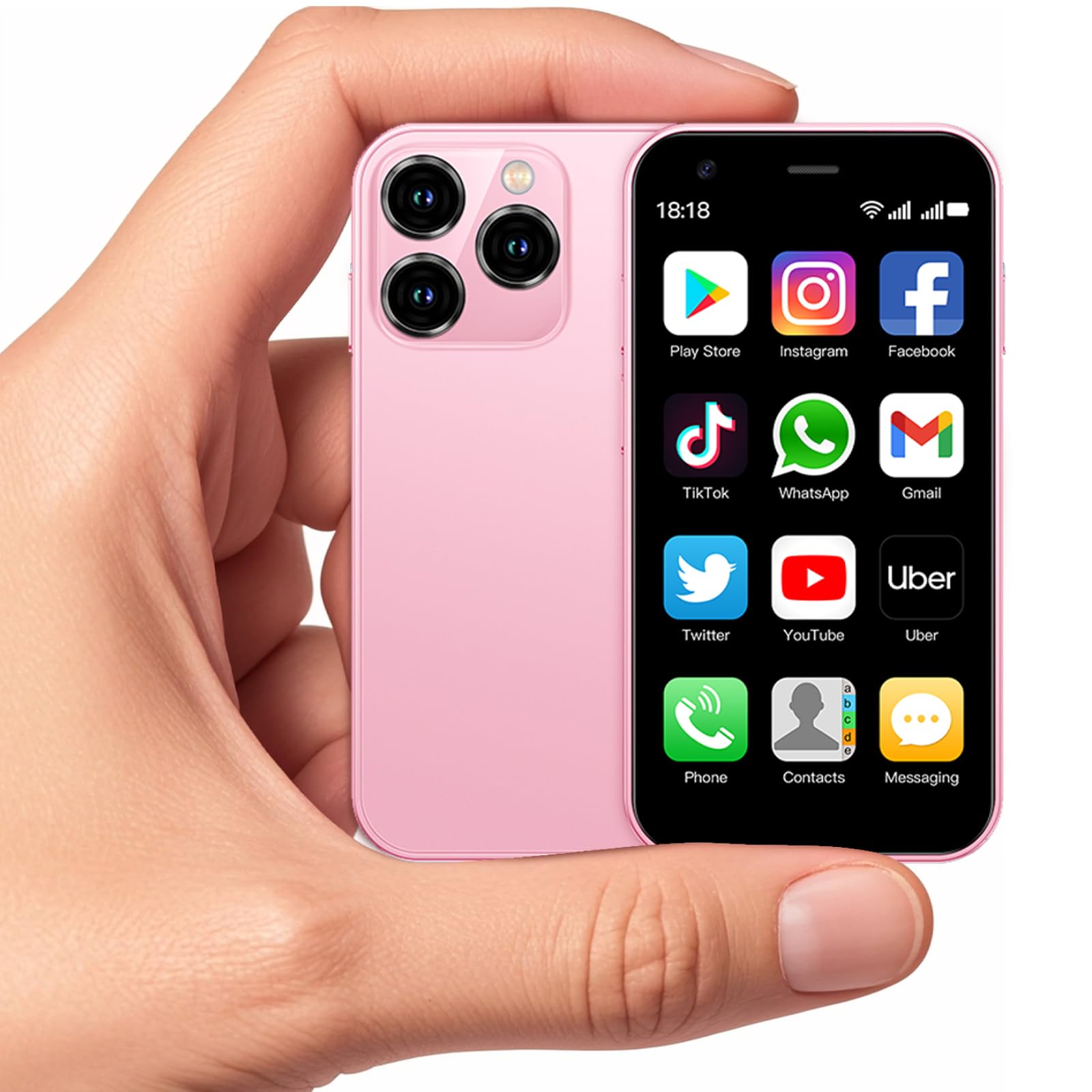 Becindy Mini Smartphone XS15,3G 3.0 Inch HD 2GB+16GB Android 8.1 1000mAh Dual Sim Quad Core Mini Phone Child Gift Small Phone Student Pocket Cellphone (Pink)