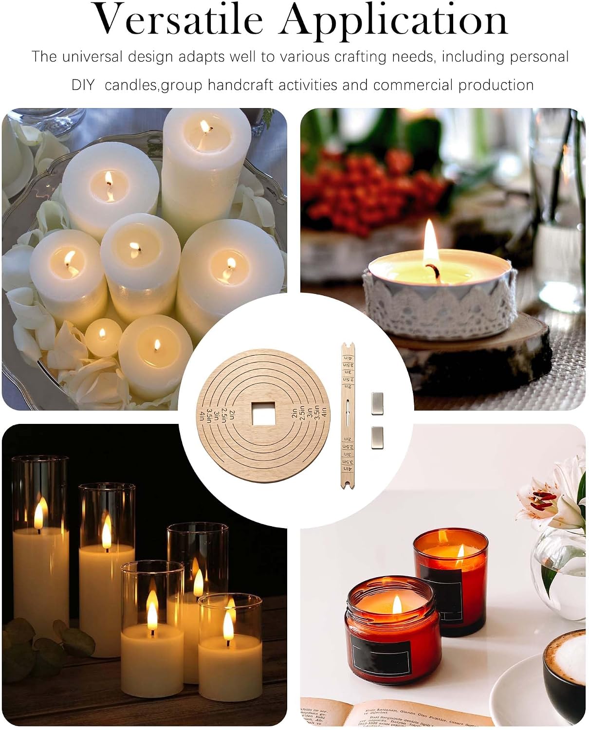LUANTUO 2 Pack Magnetic Wooden Wick Holder for Candle Making